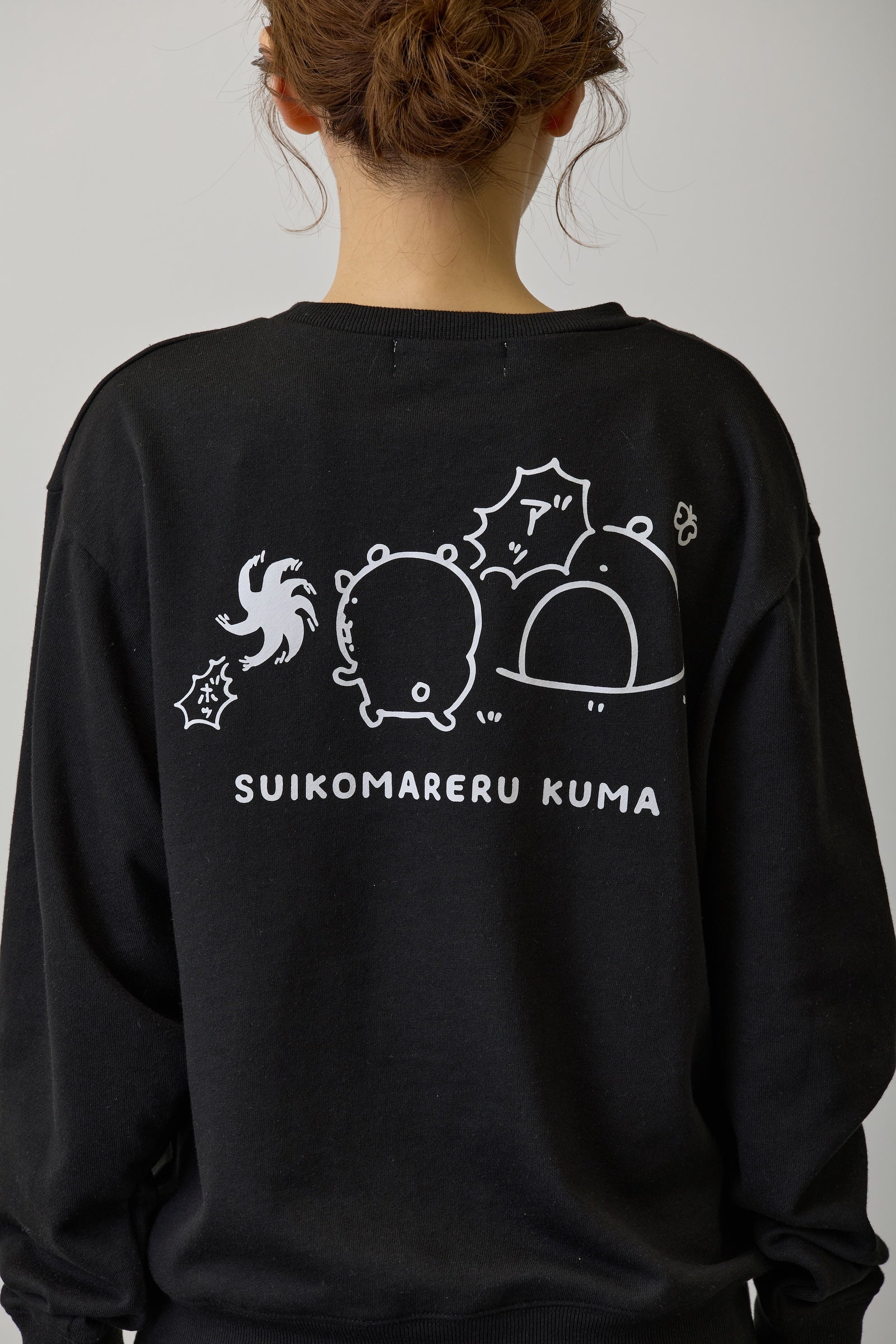 ナガノキャラクターズ スウェット 吸い込まれるくま ブラック