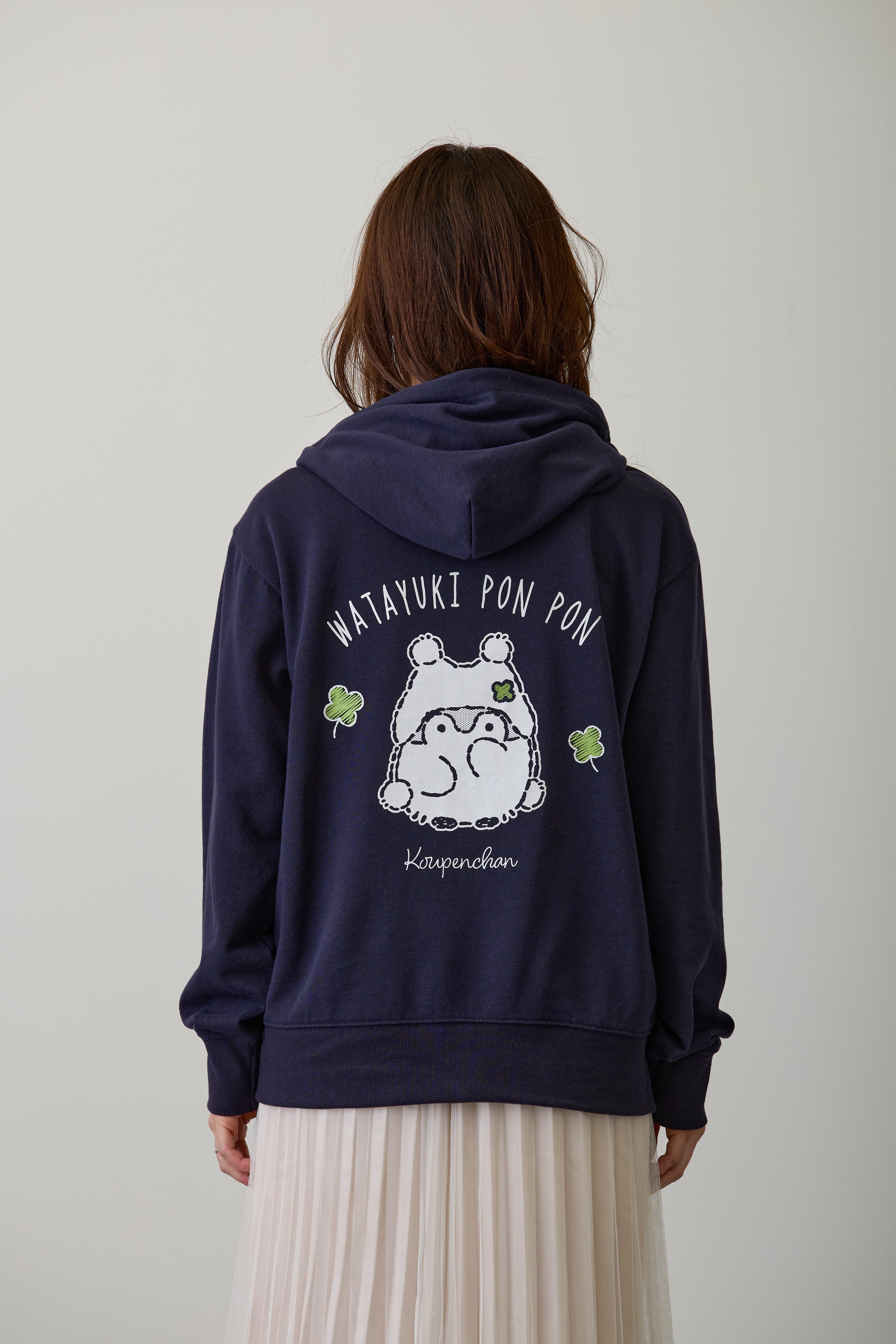 【2BUY10%OFF対象商品】コウペンちゃん ZIPパーカー わた雪ぽんぽん ネイビー