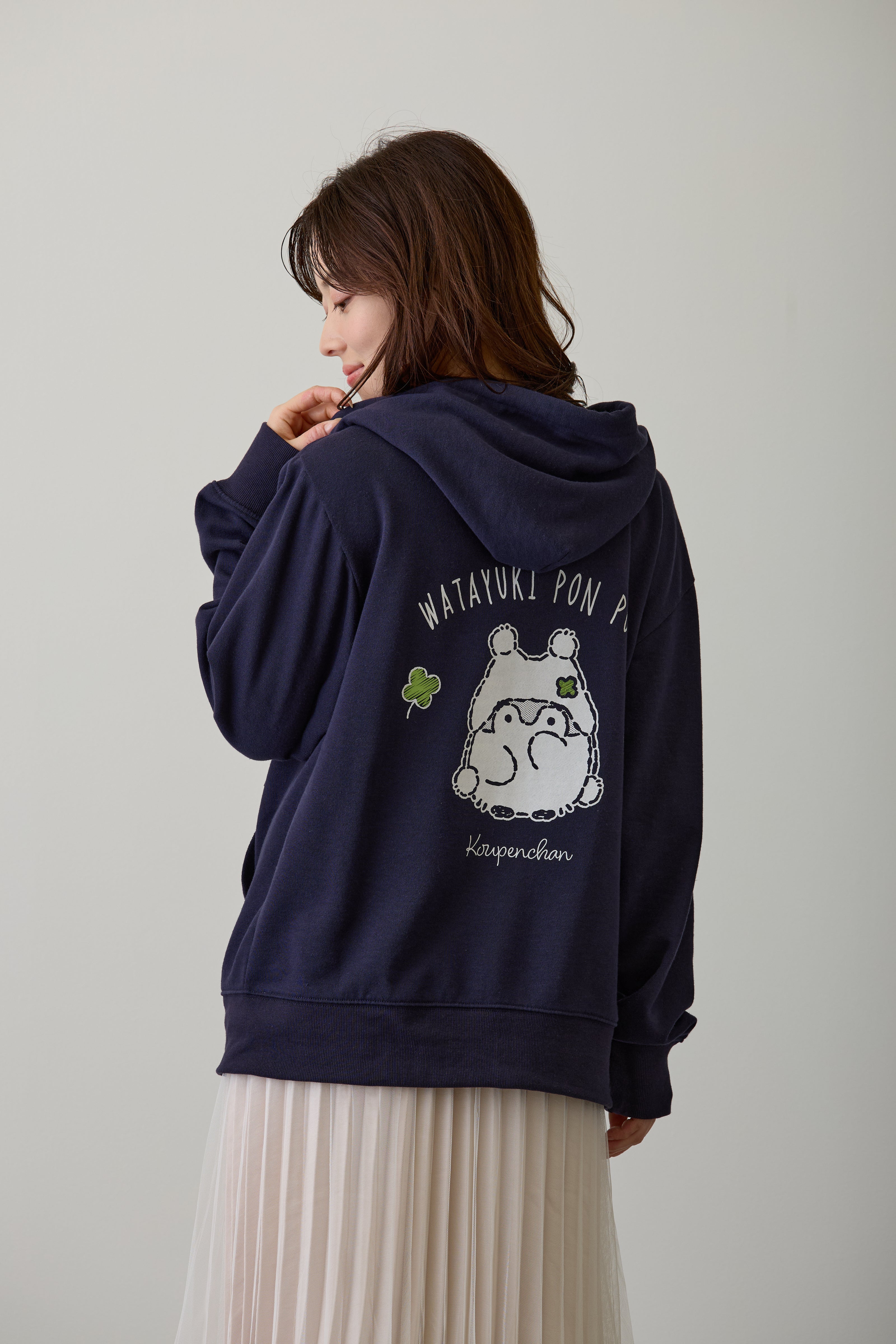 【2BUY10%OFF対象商品】コウペンちゃん ZIPパーカー わた雪ぽんぽん ネイビー