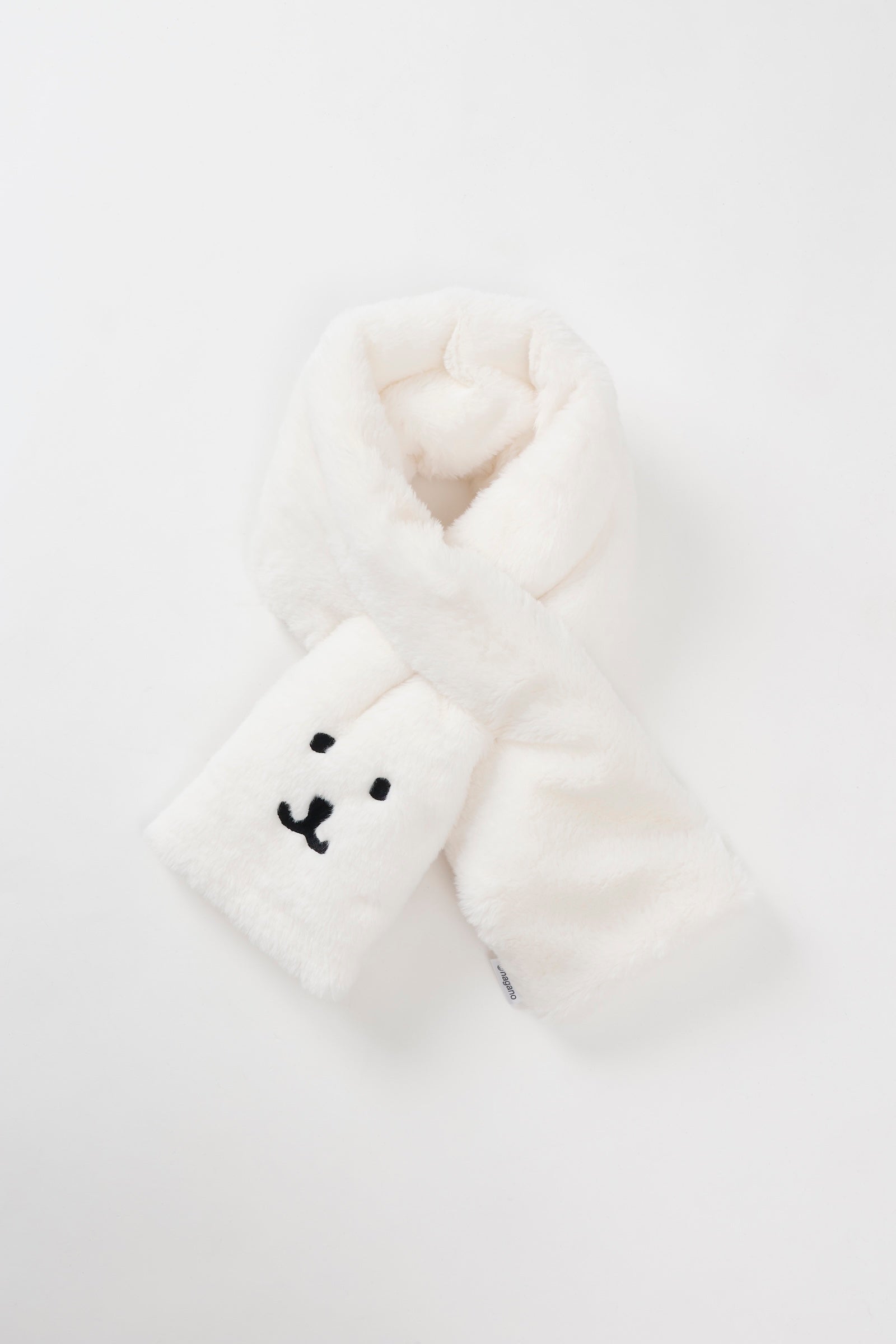 【2BUY10%OFF対象商品】ナガノキャラクターズ ファーマフラー くまフェイス ホワイト ONE