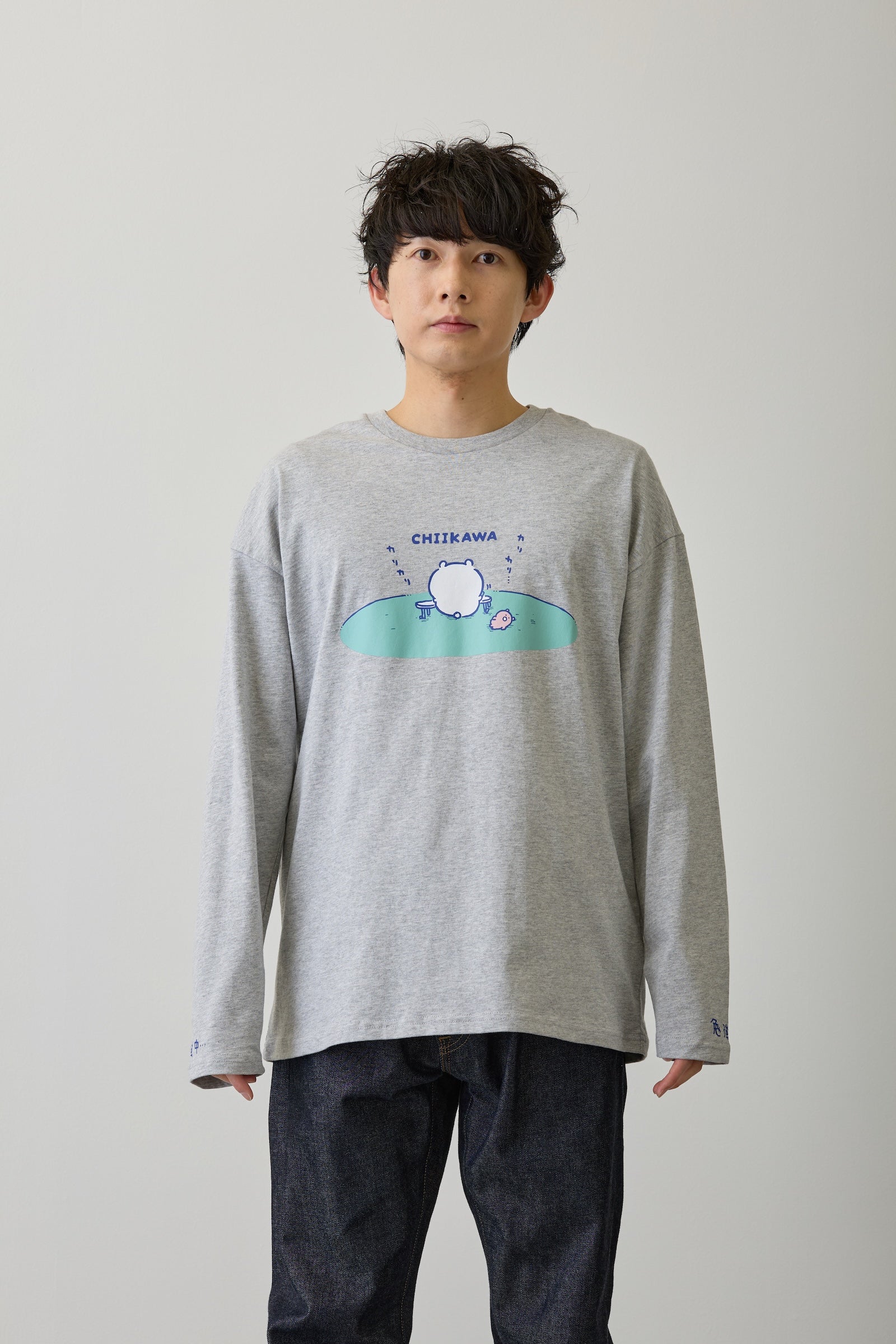 ちいかわ 長袖Tシャツ 試験勉強 アッシュ