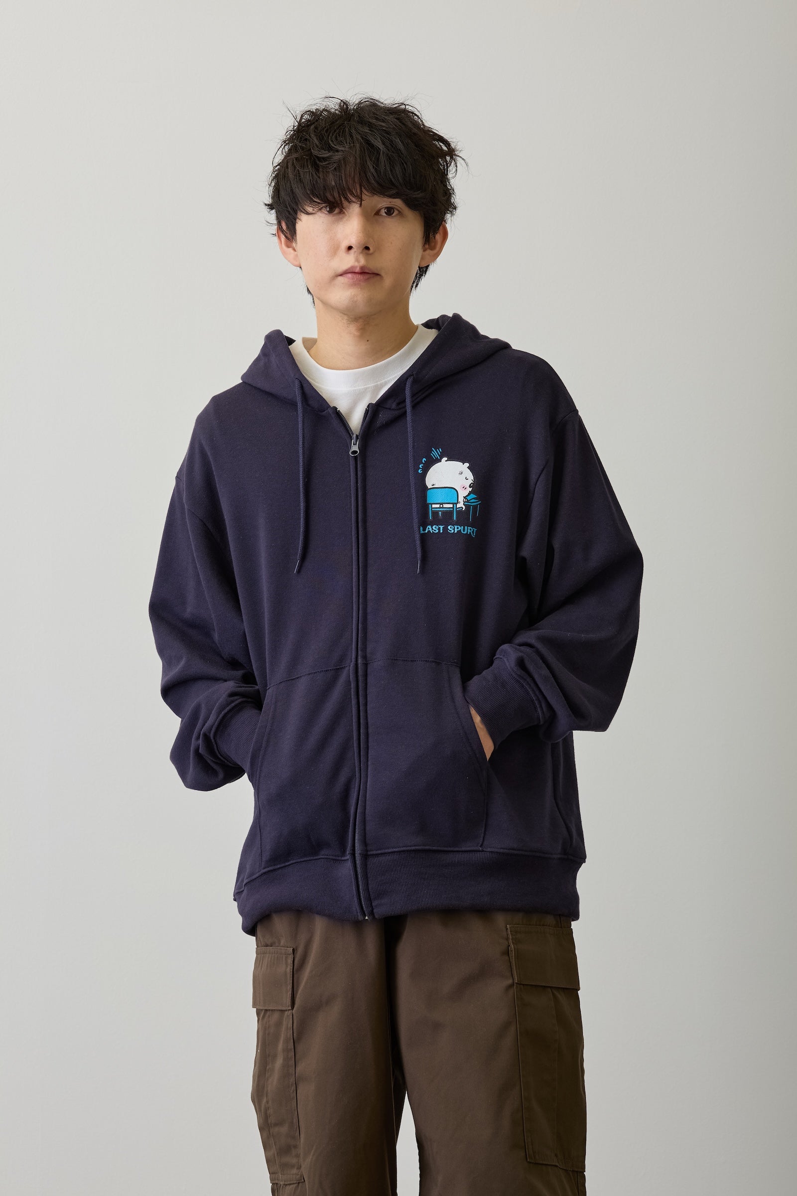 ちいかわ ZIPパーカー 試験だ ネイビー