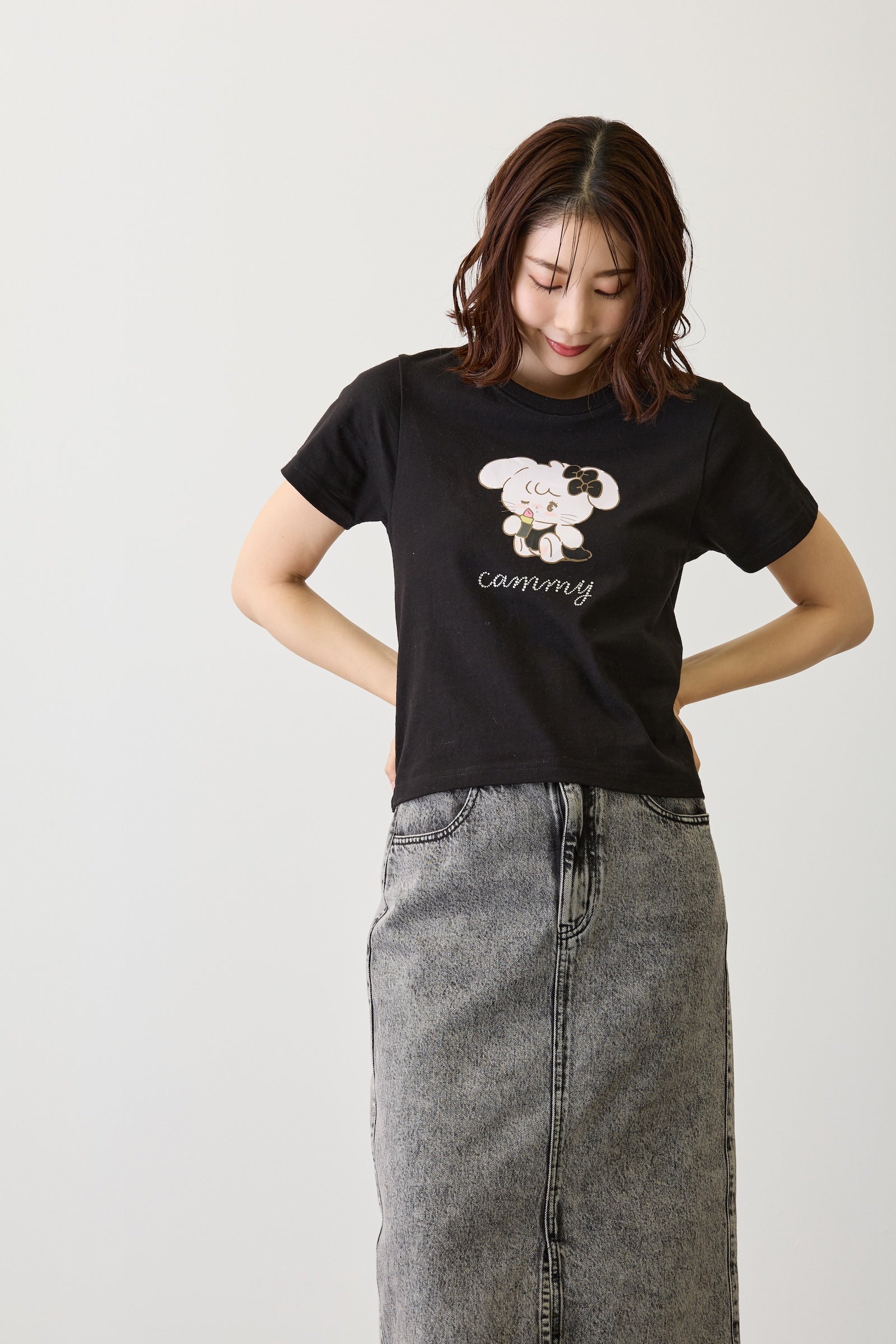 【2BUY10%OFF対象商品】Lil ala mode Tシャツ キャミー ブラック