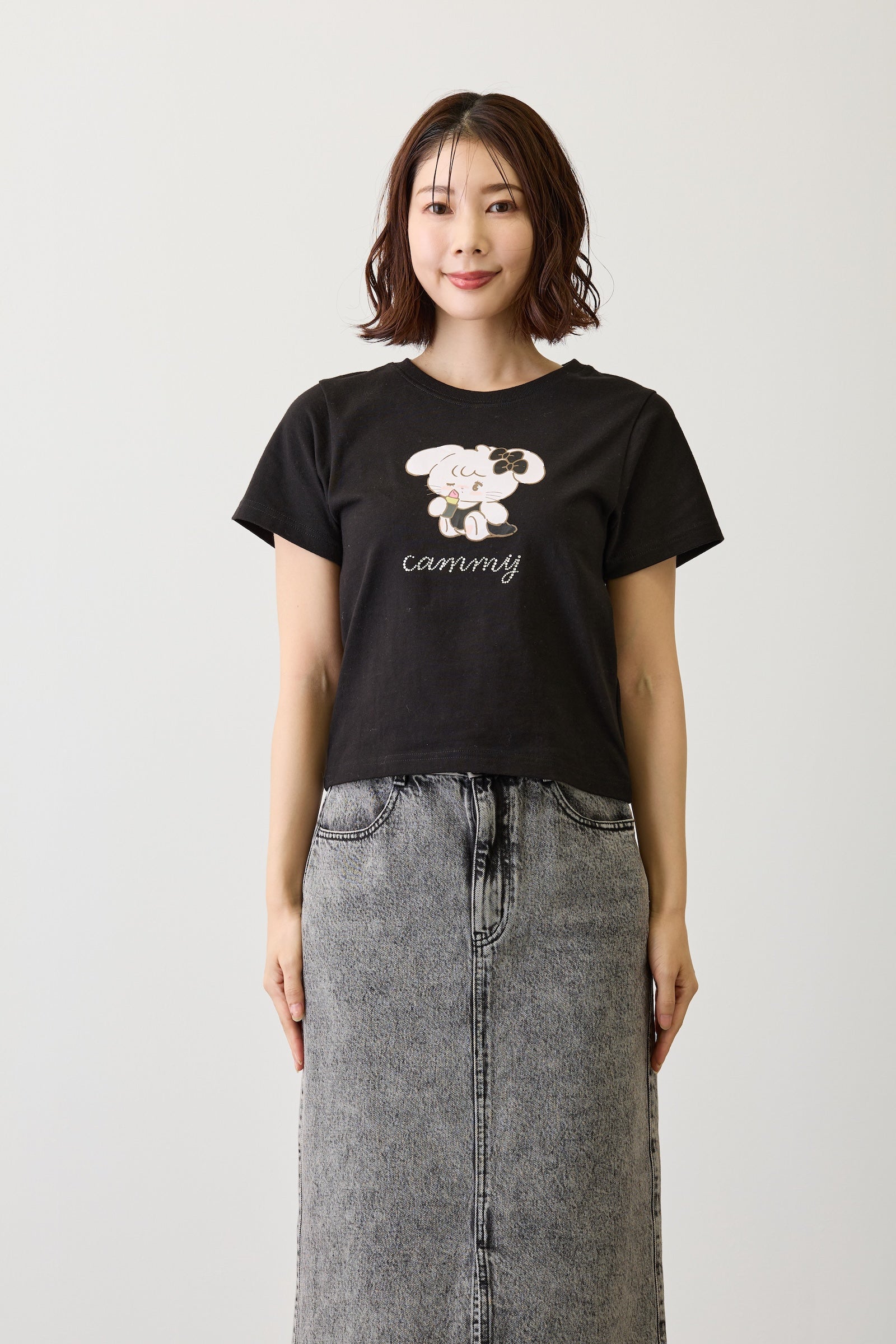 【2BUY10%OFF対象商品】Lil ala mode Tシャツ キャミー ブラック