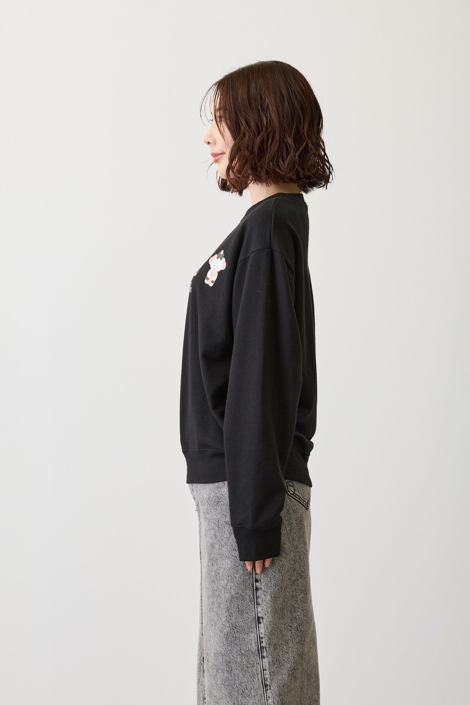 【2BUY10%OFF対象商品】Lil ala mode スウェット ブラックリボン みんな ブラック