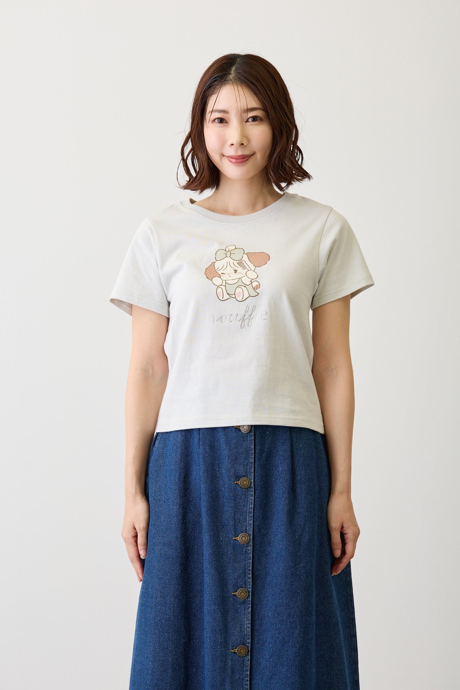 【2BUY10%OFF対象商品】Lil ala mode Tシャツ スフレ ナチュラル