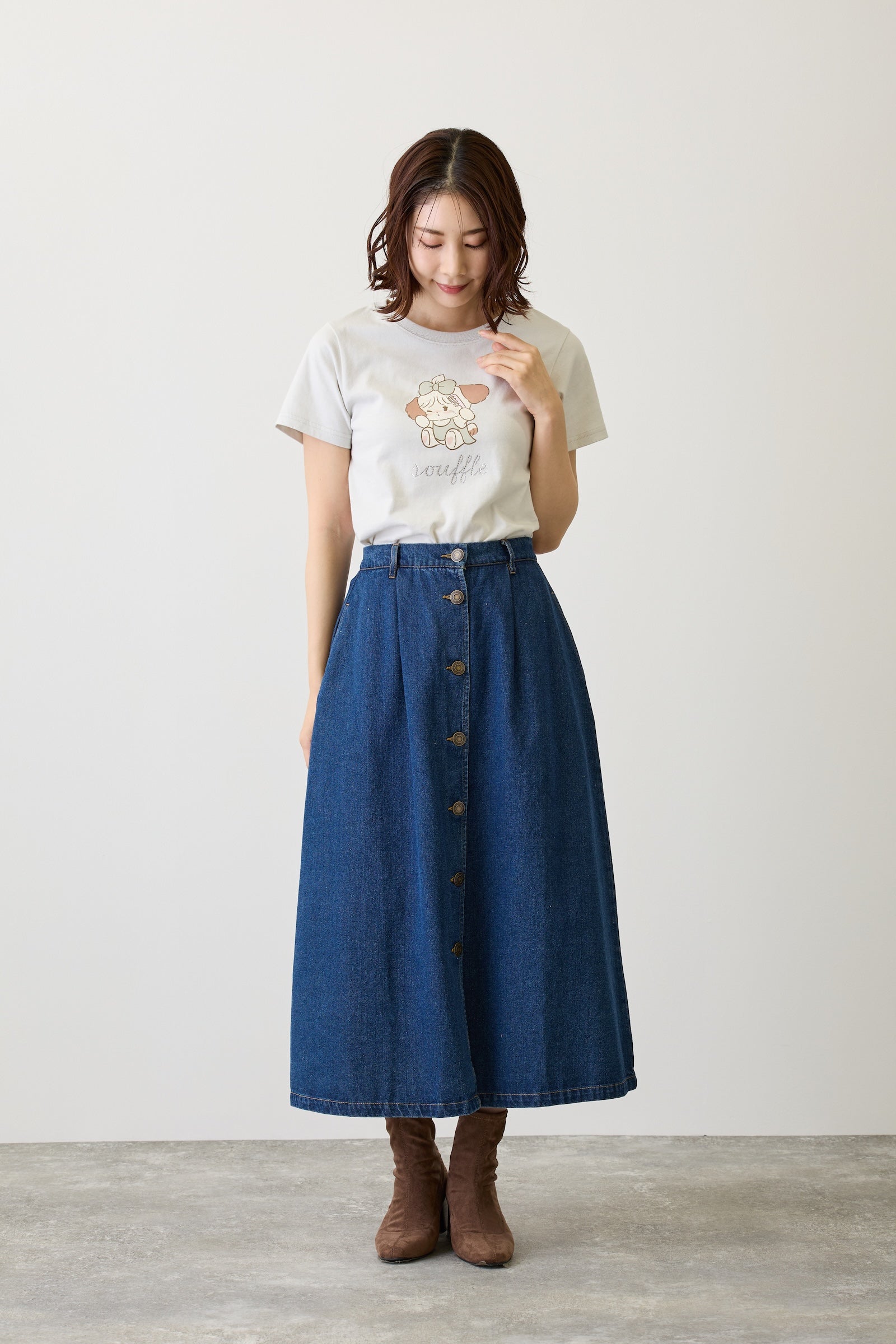 【2BUY10%OFF対象商品】Lil ala mode Tシャツ スフレ ナチュラル