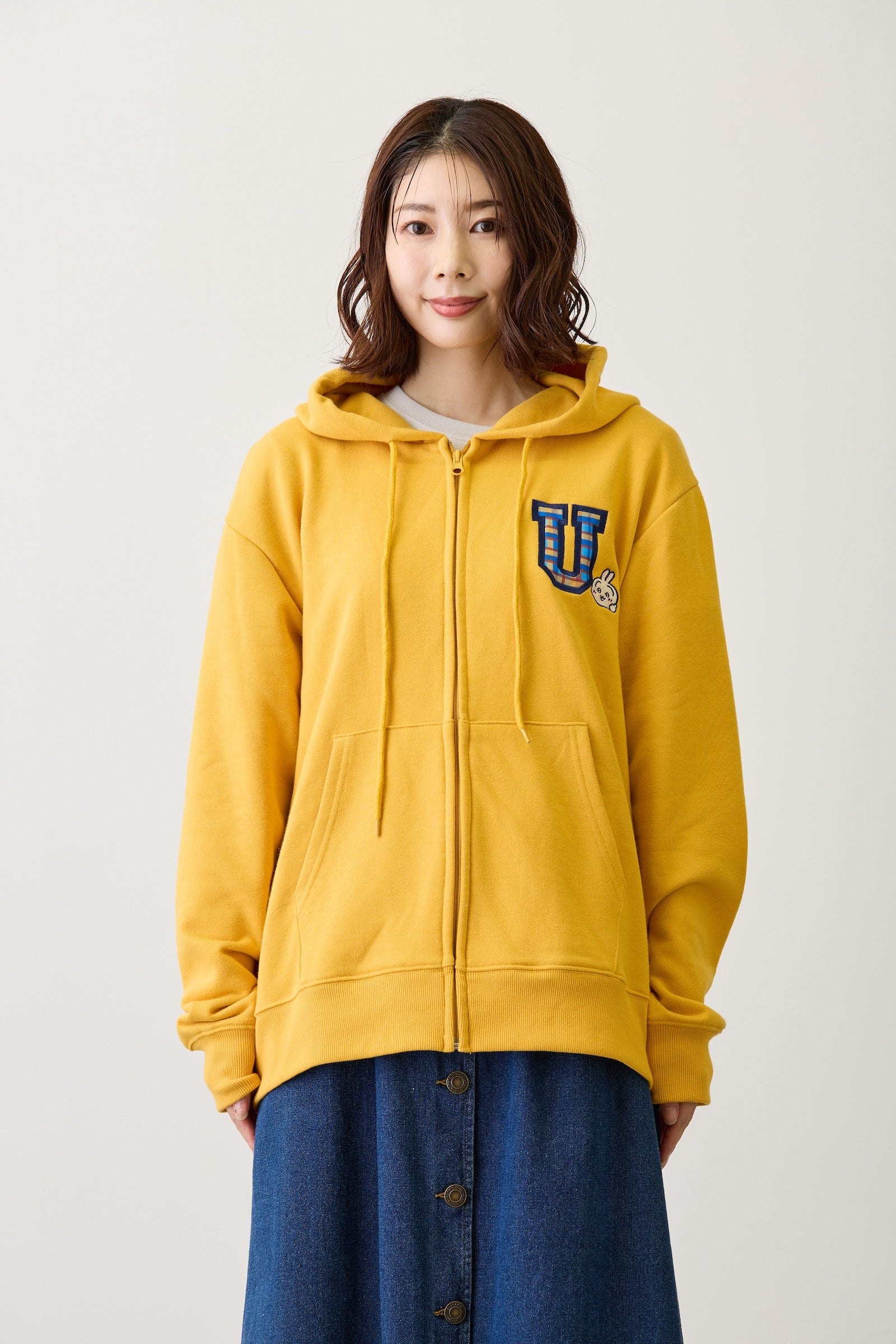 【2BUY10%OFF対象商品】ちいかわ ZIPパーカー GO MY WAY イエロー