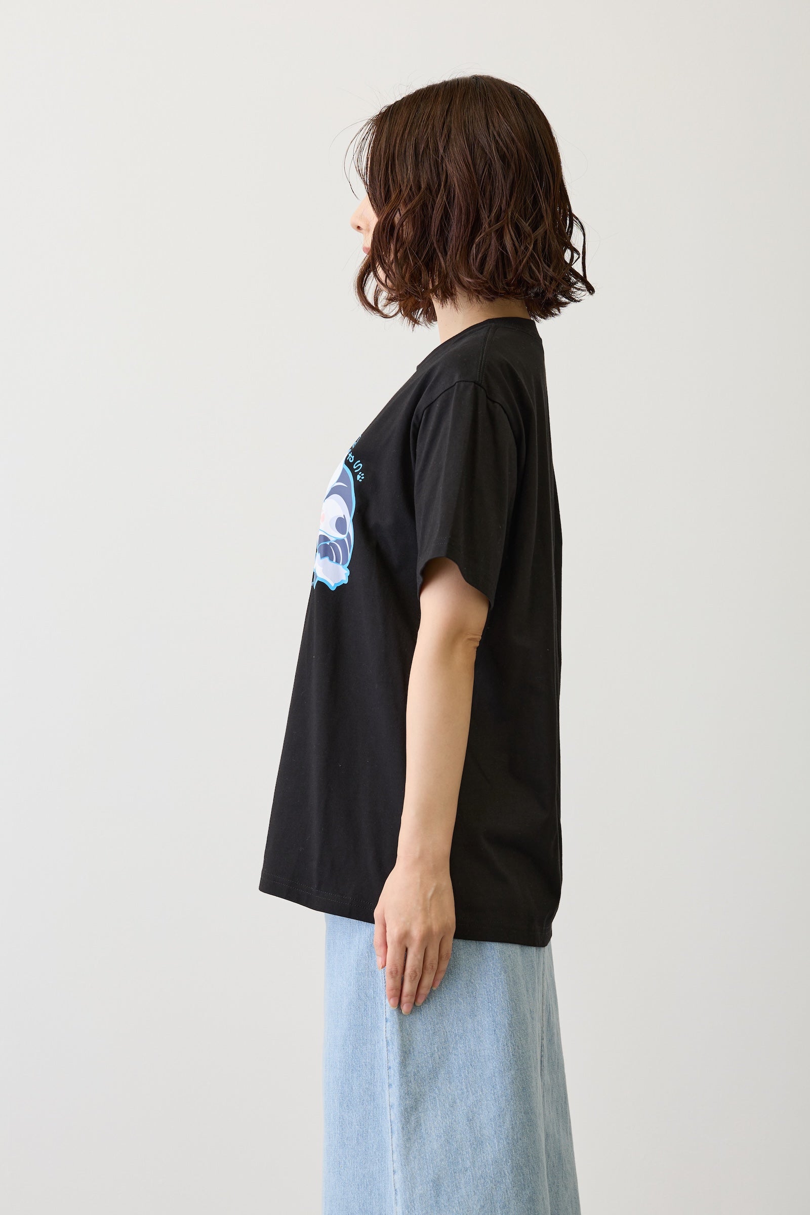 mofusand Tシャツ なにもわるくにゃい トイレットペーパーだいすきにゃん ブラック