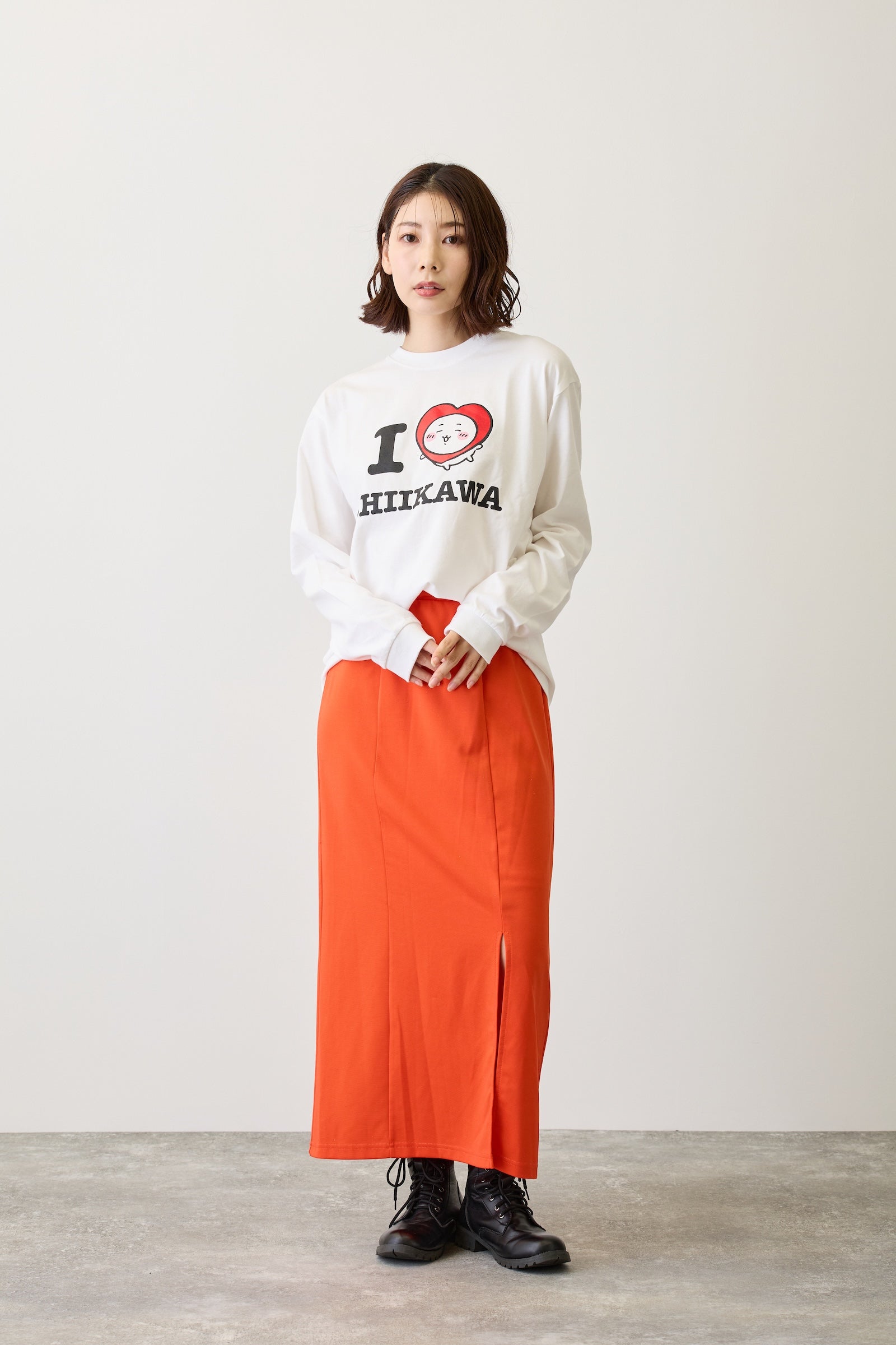 ちいかわ 長袖Tシャツ I LOVE CHIIKAWA ホワイト