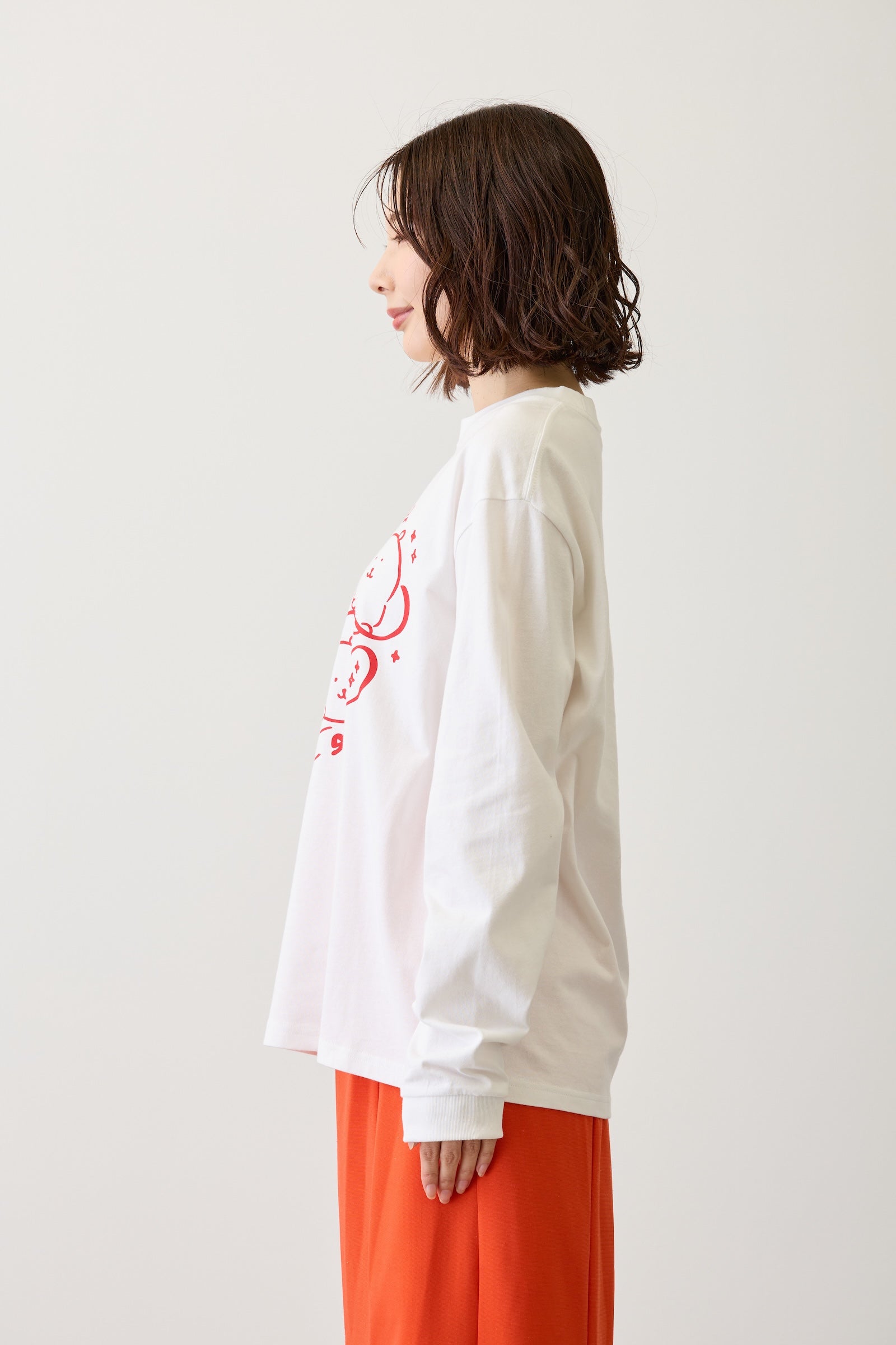 ナガノキャラクターズ 長袖Tシャツ リボン ホワイト