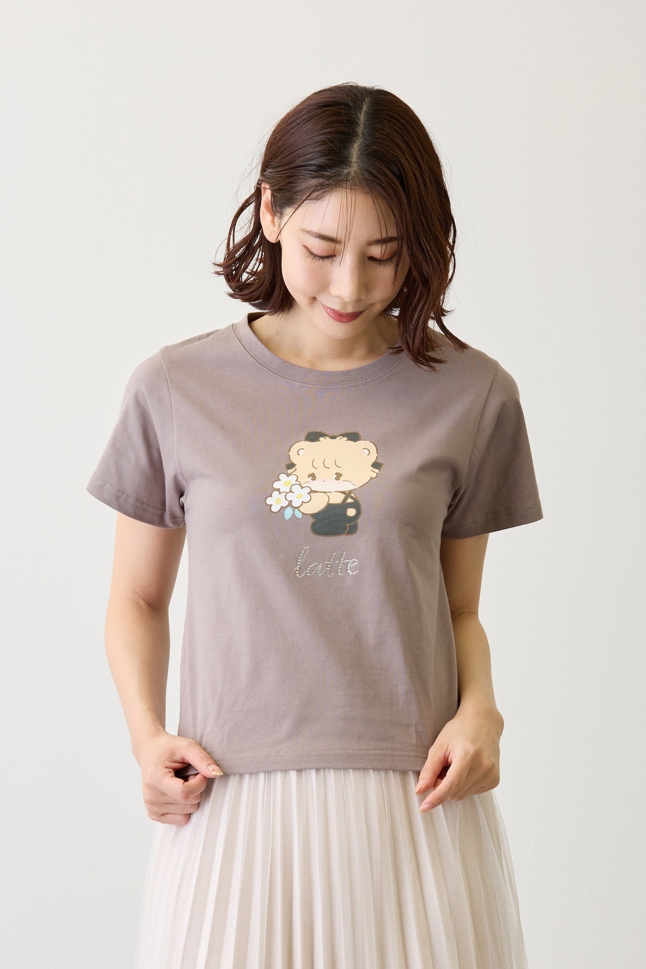 Lil ala mode Tシャツ ラテ グレー