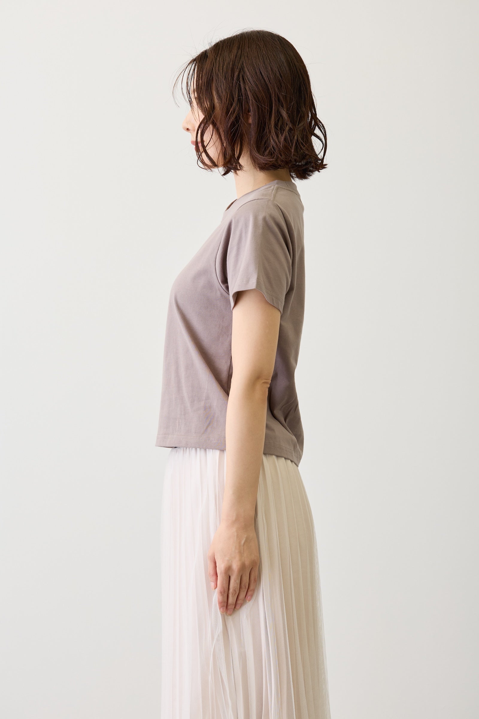 【2BUY10%OFF対象商品】Lil ala mode Tシャツ ラテ グレー