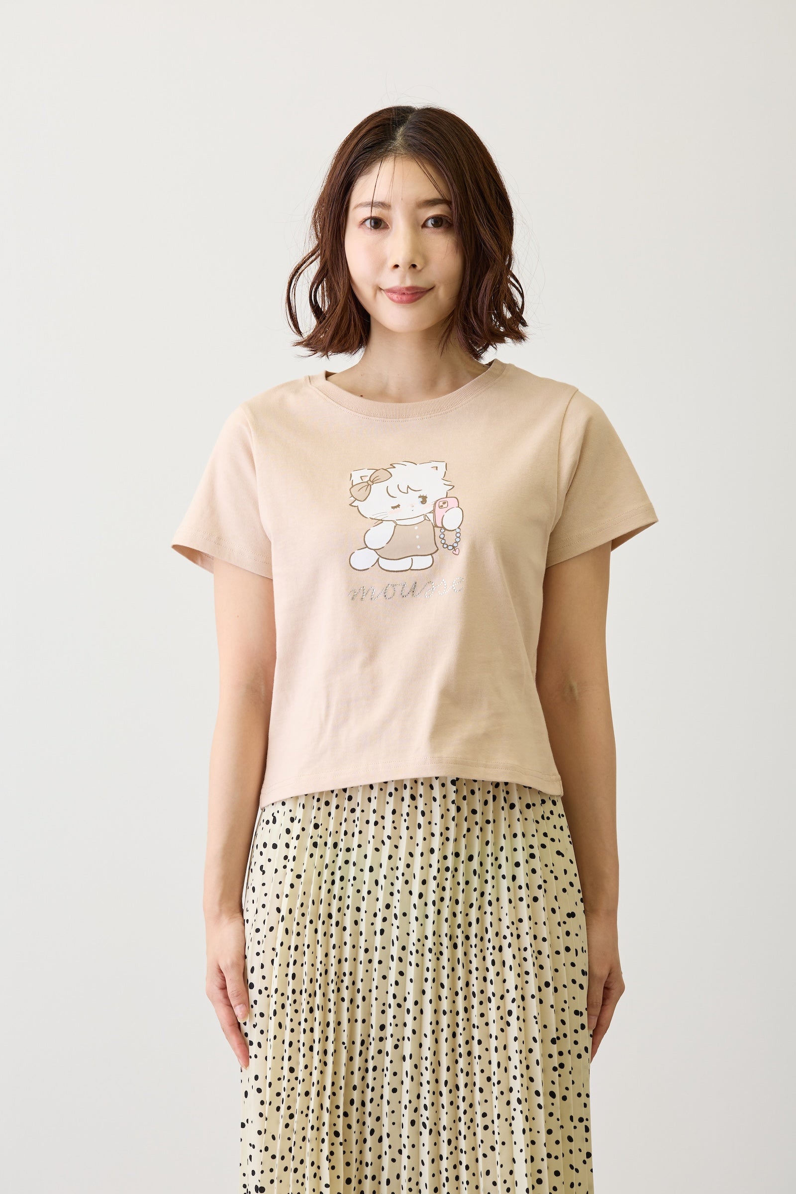 【2BUY10%OFF対象商品】Lil ala mode Tシャツ ムース ピンク