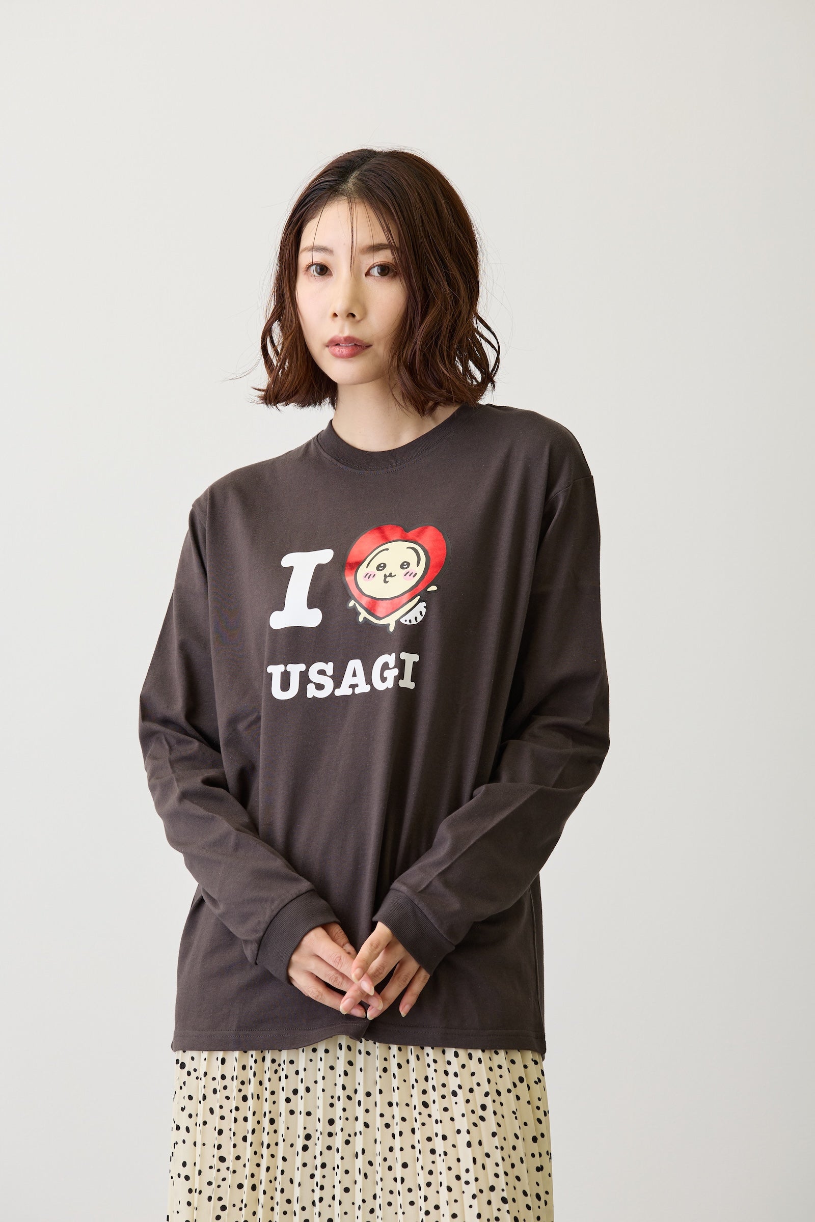 ちいかわ 長袖Tシャツ I LOVE USAGI スミ