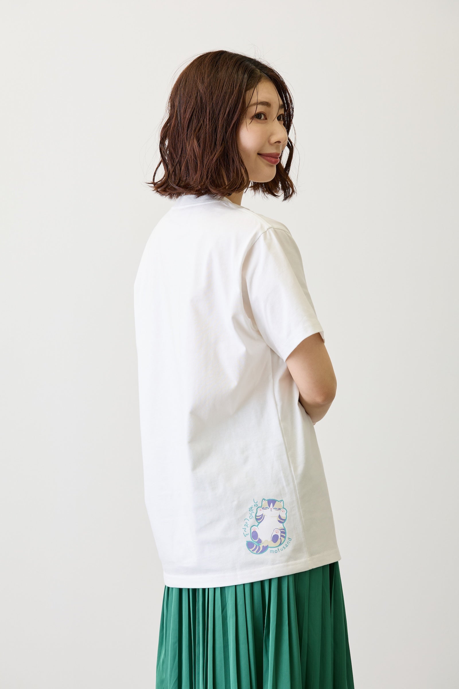 【2BUY10%OFF対象商品】mofusand Tシャツ なにもわるくにゃい 洗濯物だいすきにゃん ホワイト