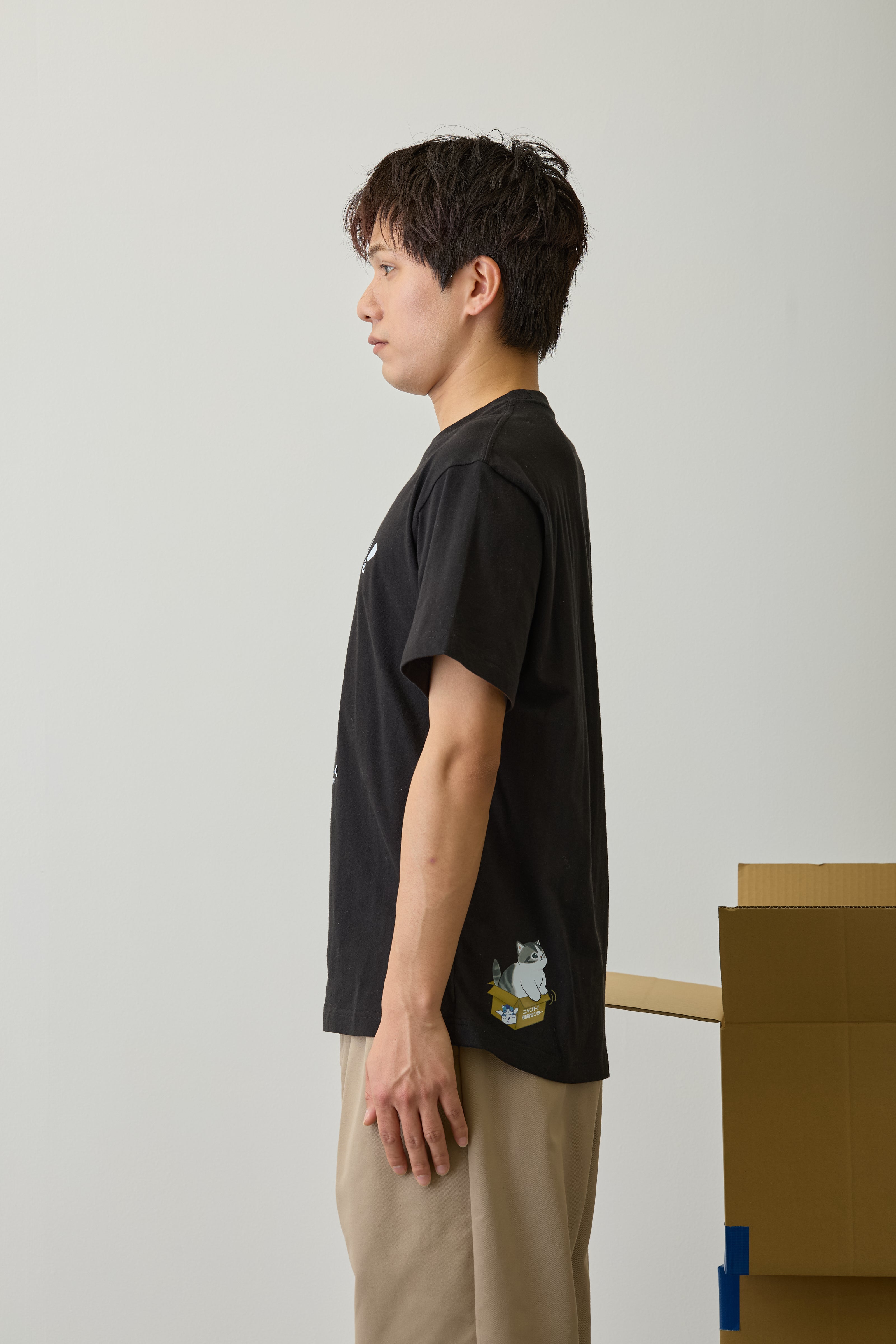 【2BUY10%OFF対象商品】mofusand Tシャツ ニャント!引越センター Nyanto! ブラック