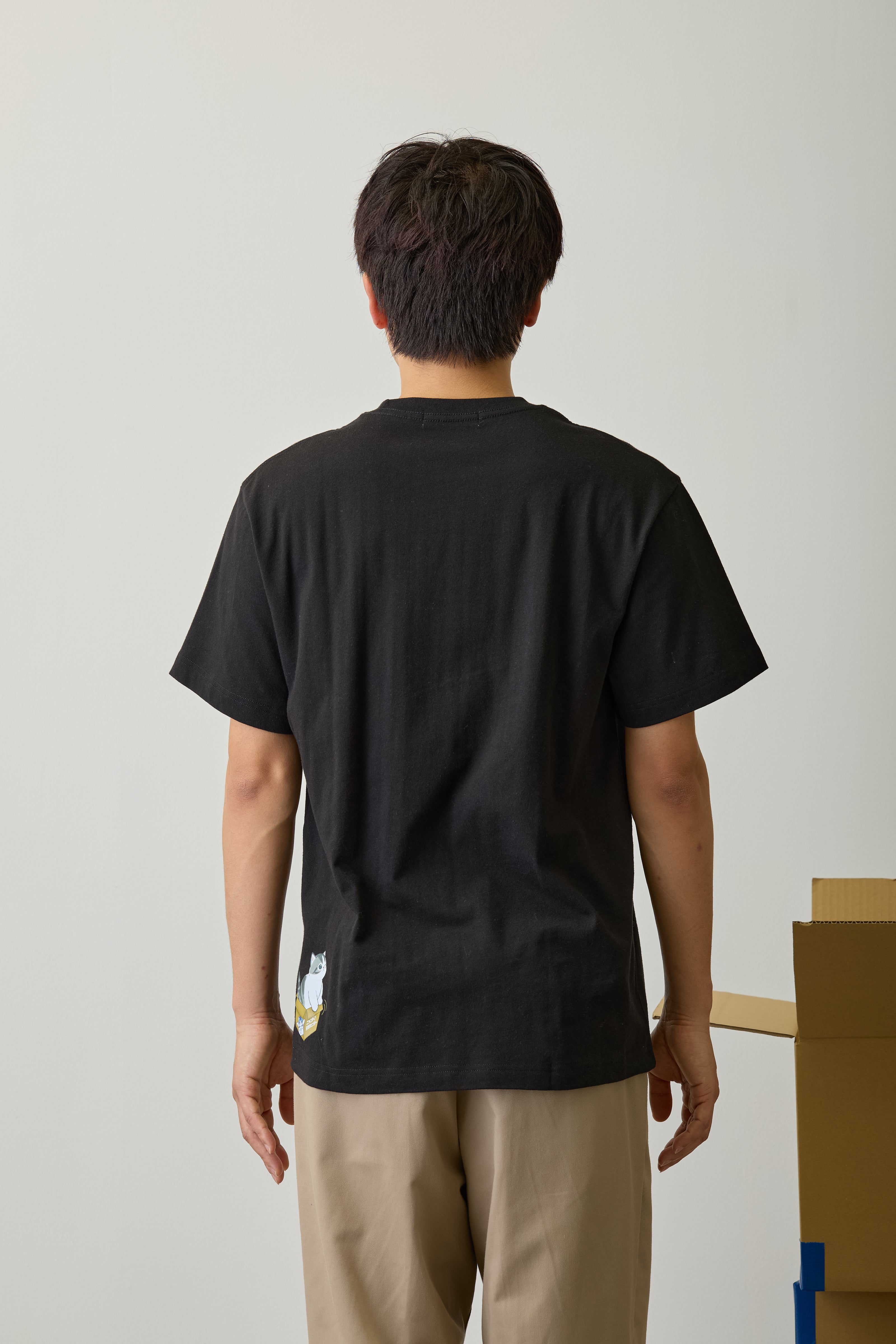 【2BUY10%OFF対象商品】mofusand Tシャツ ニャント!引越センター Nyanto! ブラック