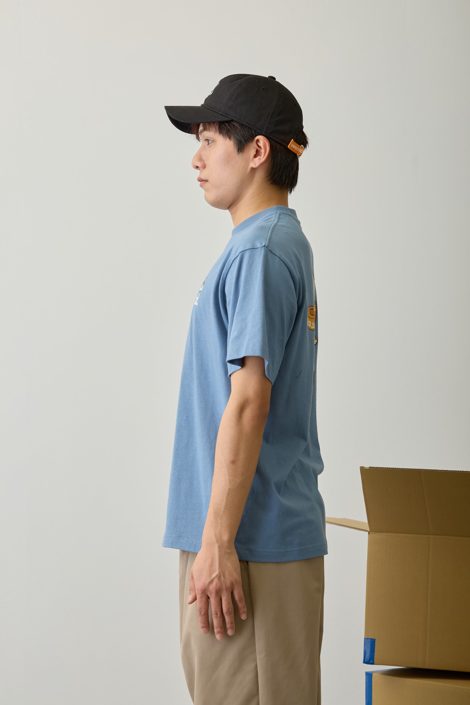 【2BUY10%OFF対象商品】mofusand Tシャツ ニャント!引越センター スタッフ ブルー