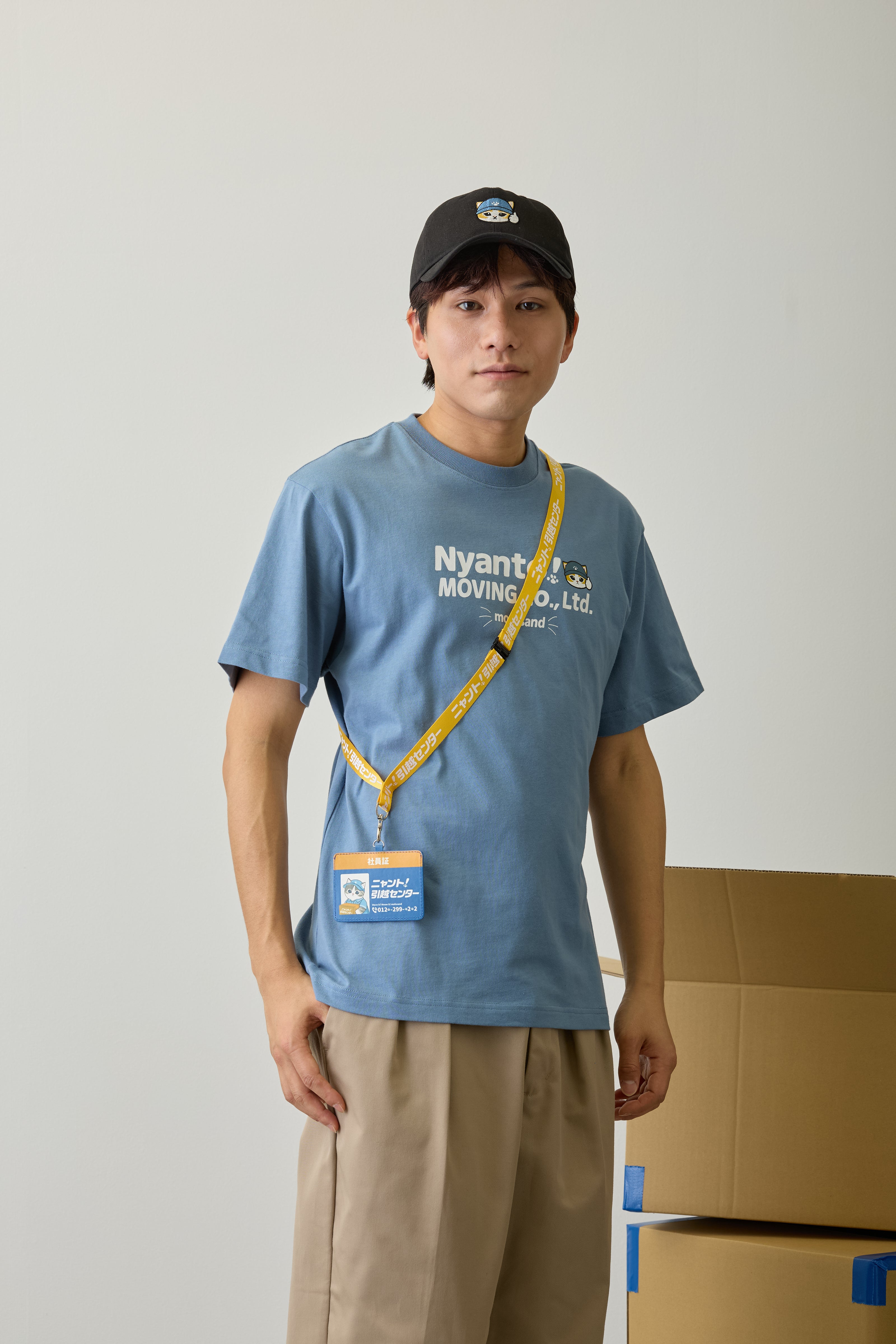 【2BUY10%OFF対象商品】mofusand IDケース ニャント!引越センター 社員証 ネイビー ONE