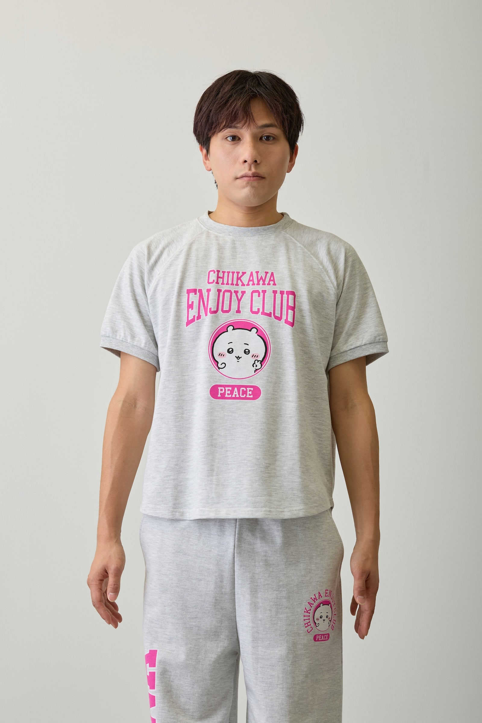 【2BUY10%OFF対象商品】ちいかわ Tシャツ ピース ちいかわ 杢グレー