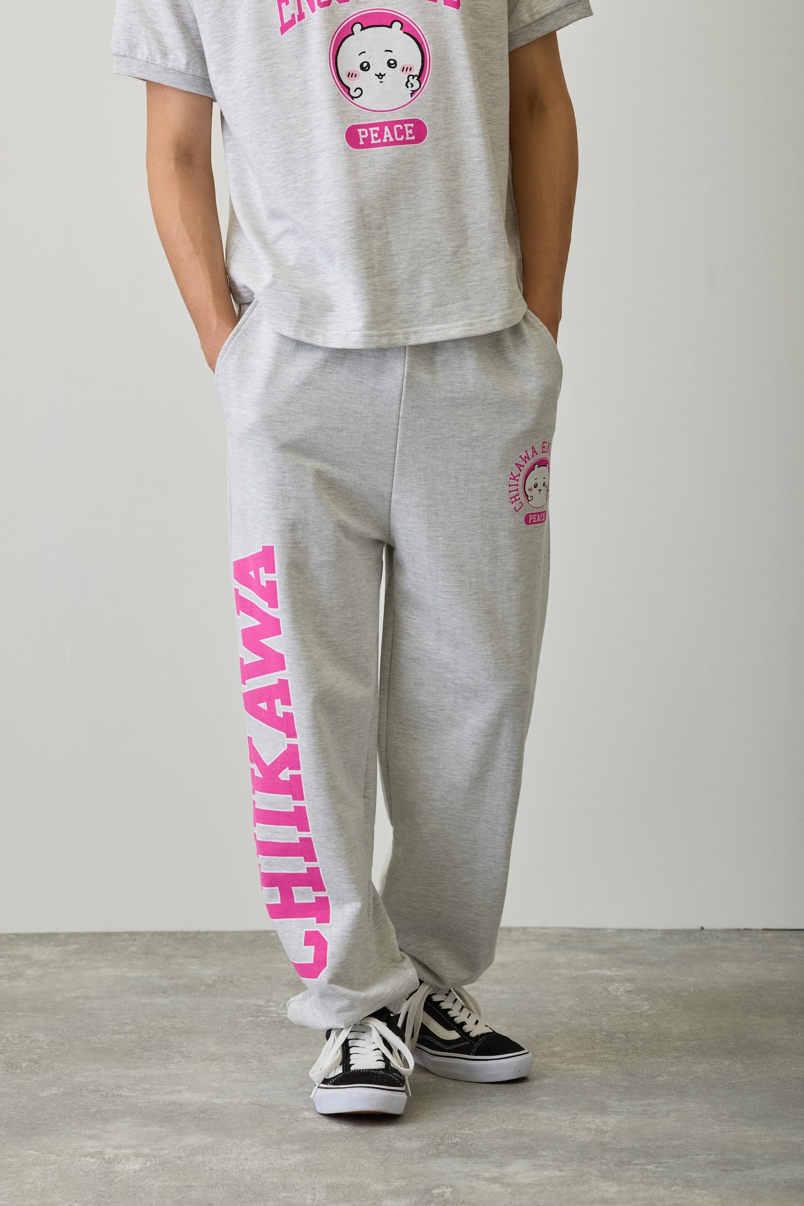 【2BUY10%OFF対象商品】ちいかわ スウェットパンツ ピース ちいかわ 杢グレー