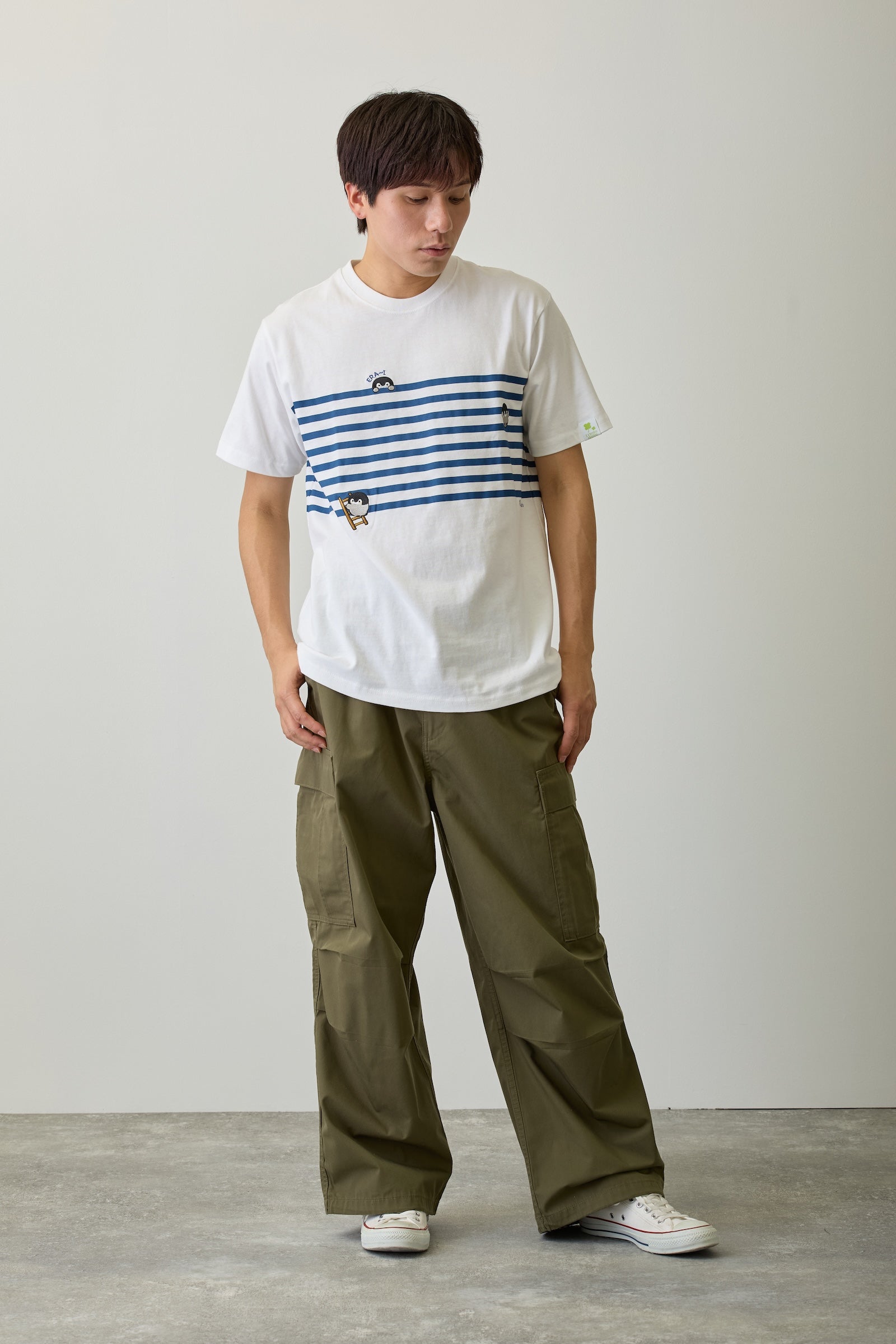 コウペンちゃん Tシャツ ボーダー ホワイト