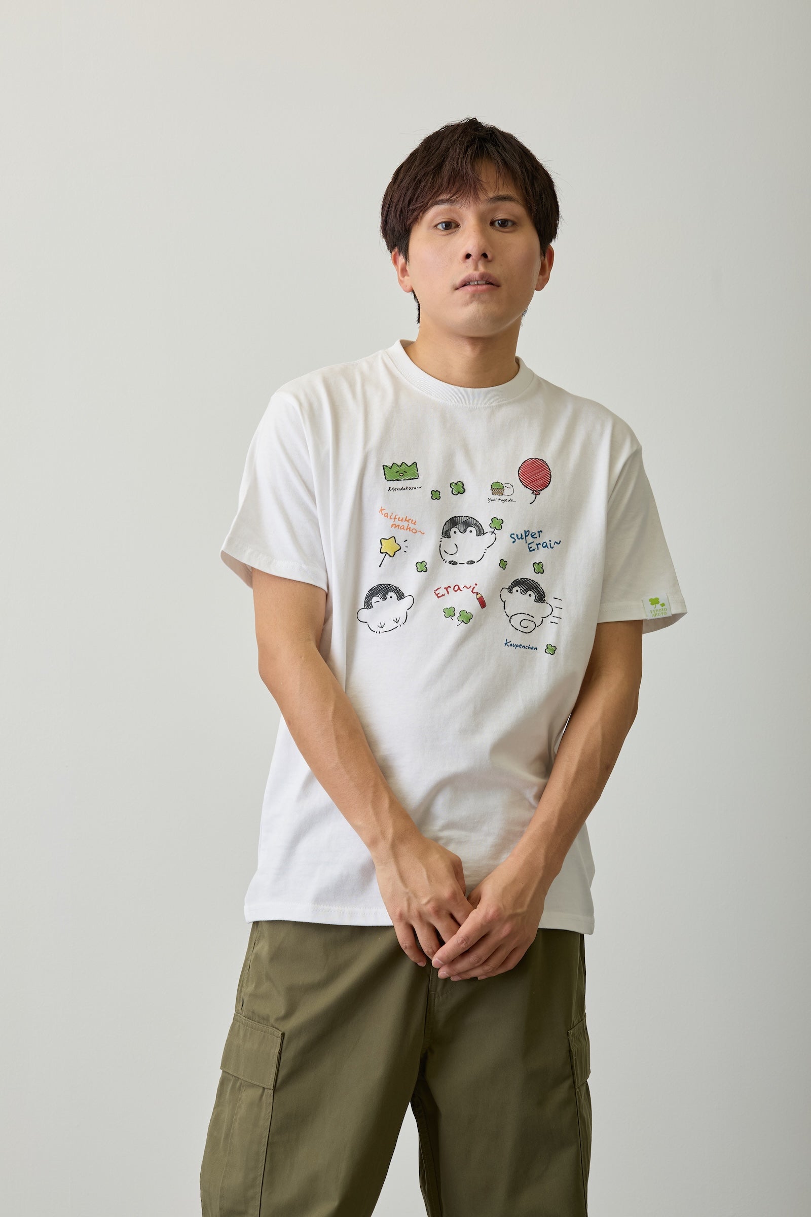 コウペンちゃん Tシャツ 落書き ホワイト