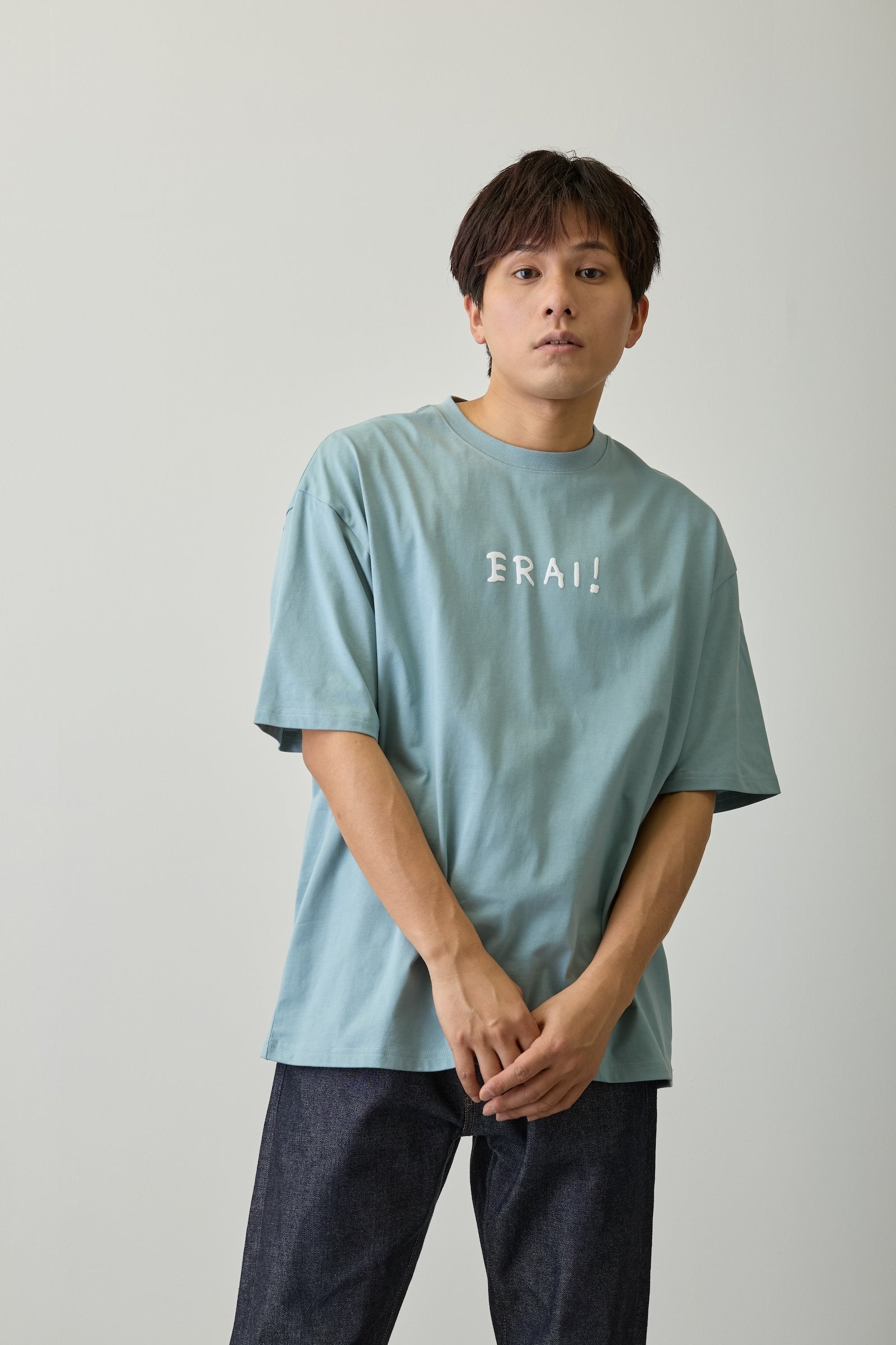 【2BUY10%OFF対象商品】コウペンちゃん ビッグシルエットTシャツ YOU ARE SUPER ERAI~! ブルーグレー