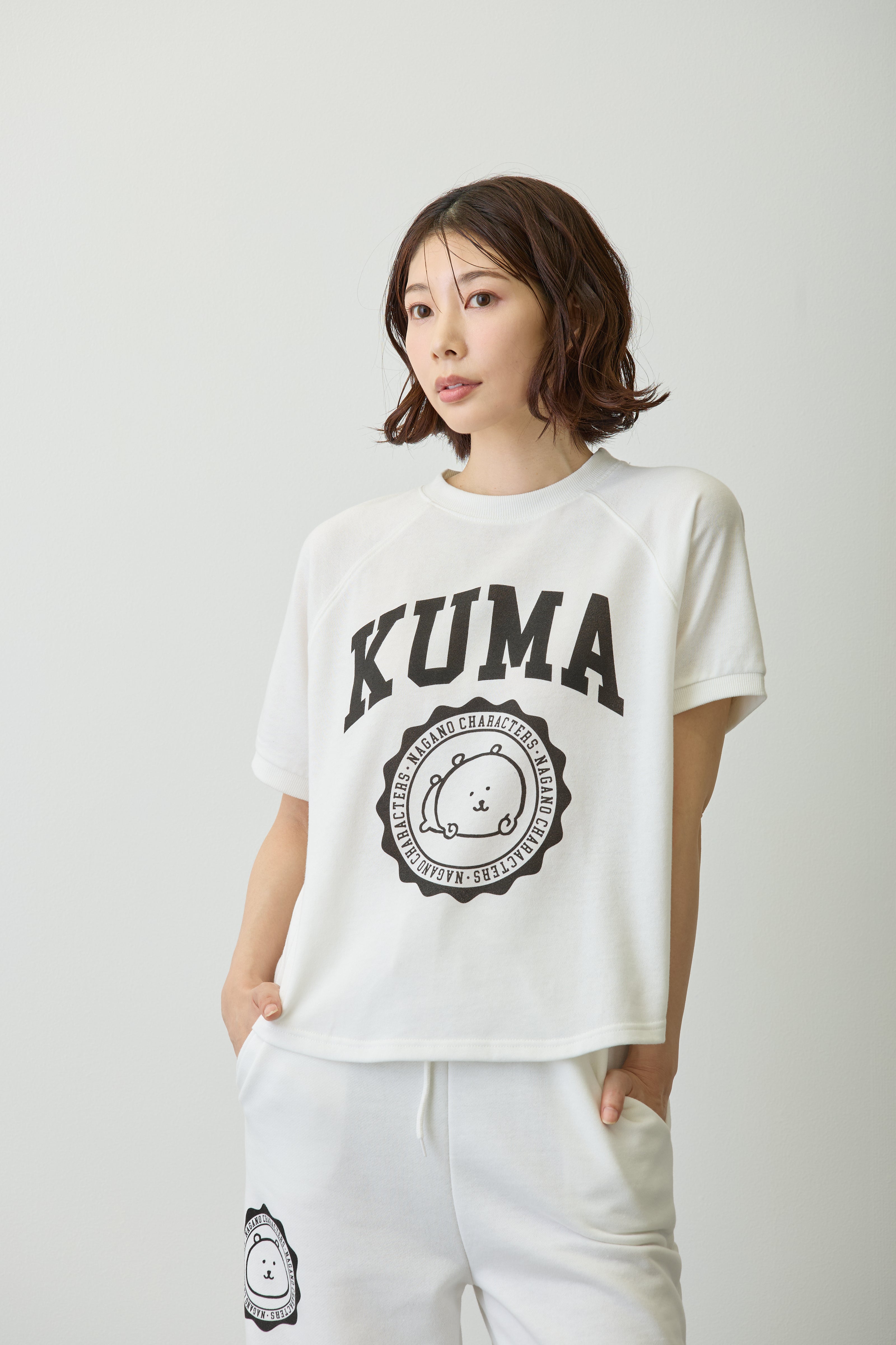 ナガノキャラクターズ Tシャツ カレッジ くま ホワイト