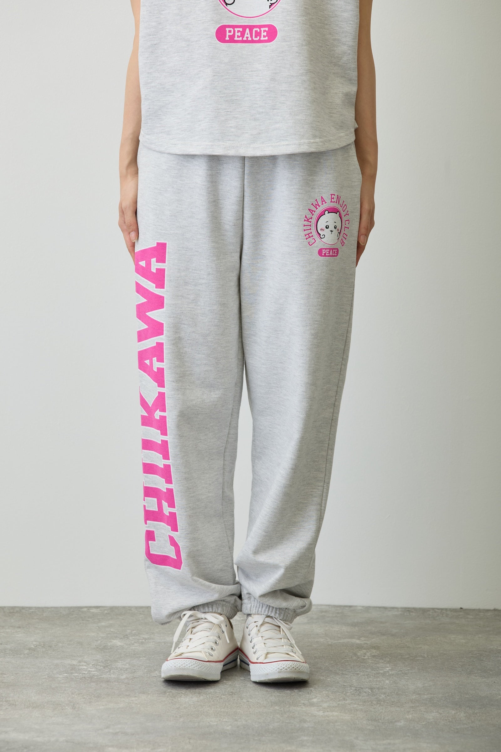 【2BUY10%OFF対象商品】ちいかわ スウェットパンツ ピース ちいかわ 杢グレー