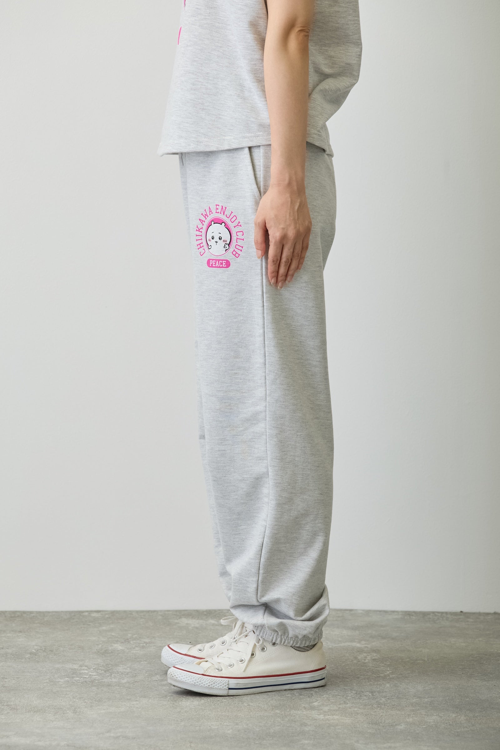 【2BUY10%OFF対象商品】ちいかわ スウェットパンツ ピース ちいかわ 杢グレー