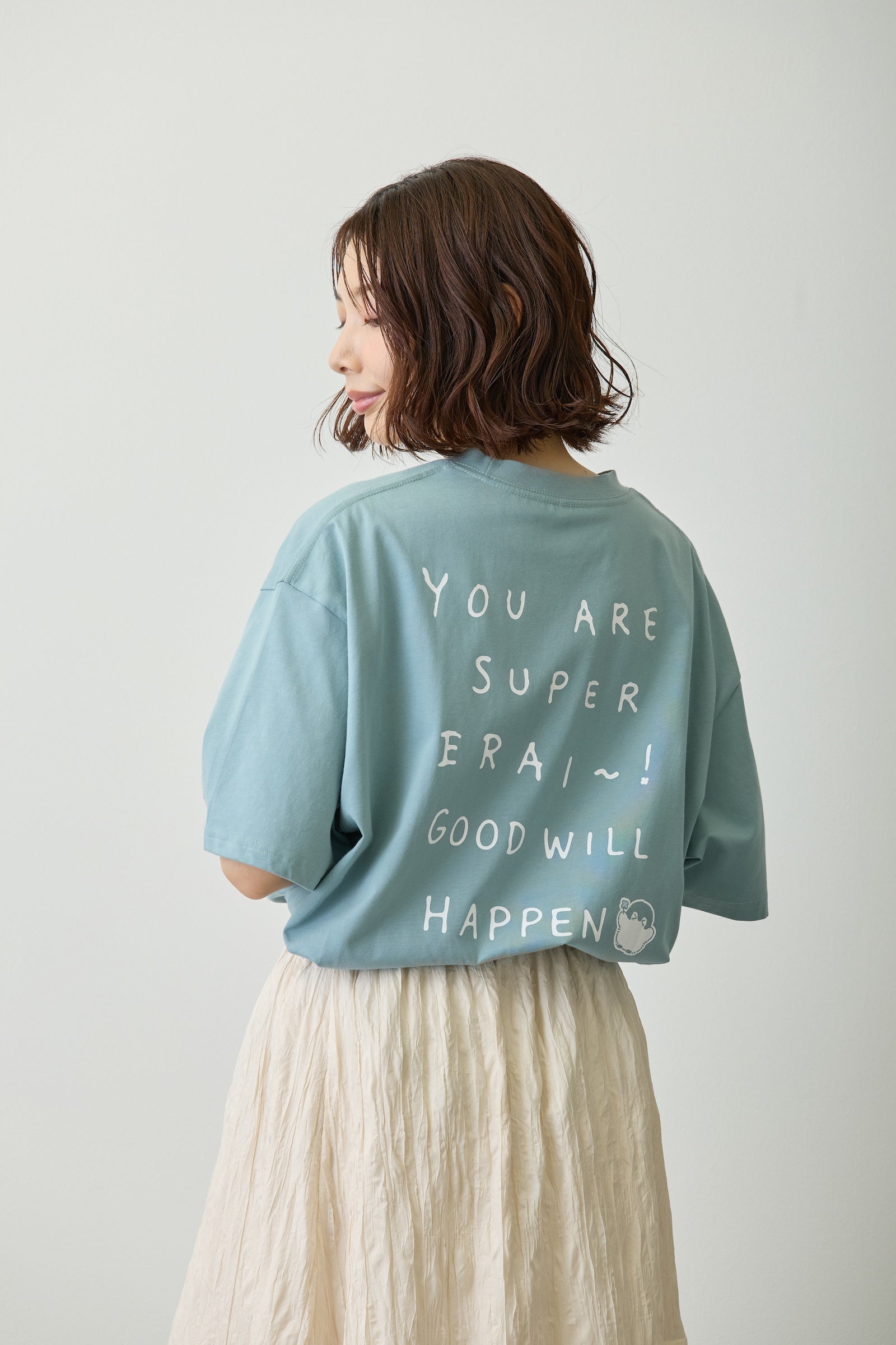 【2BUY10%OFF対象商品】コウペンちゃん ビッグシルエットTシャツ YOU ARE SUPER ERAI~! ブルーグレー