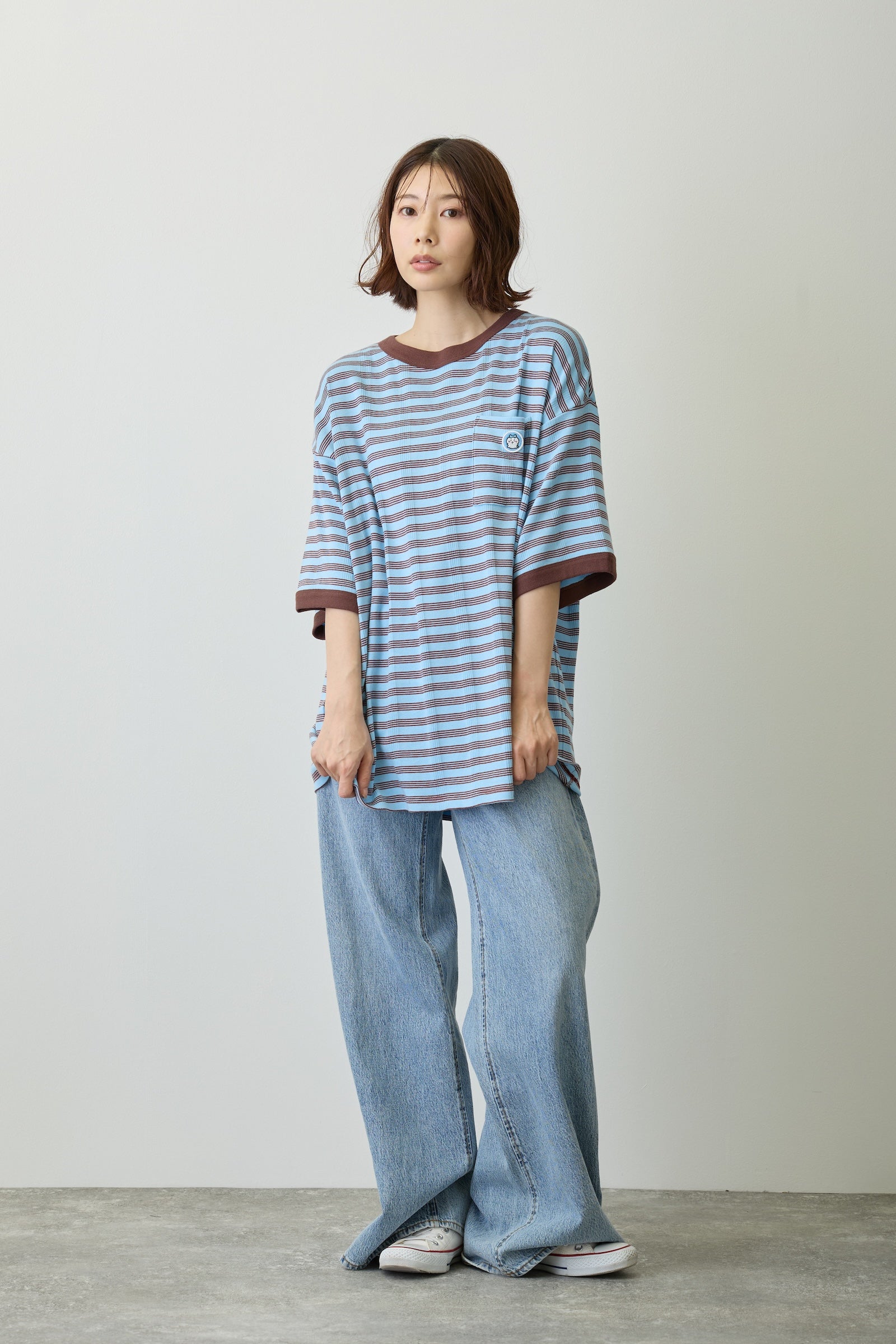 【2BUY10%OFF対象商品】ちいかわ ビッグシルエットポケットTシャツ Robert P.Miller×Talking ハチワレ BLUEBERRY