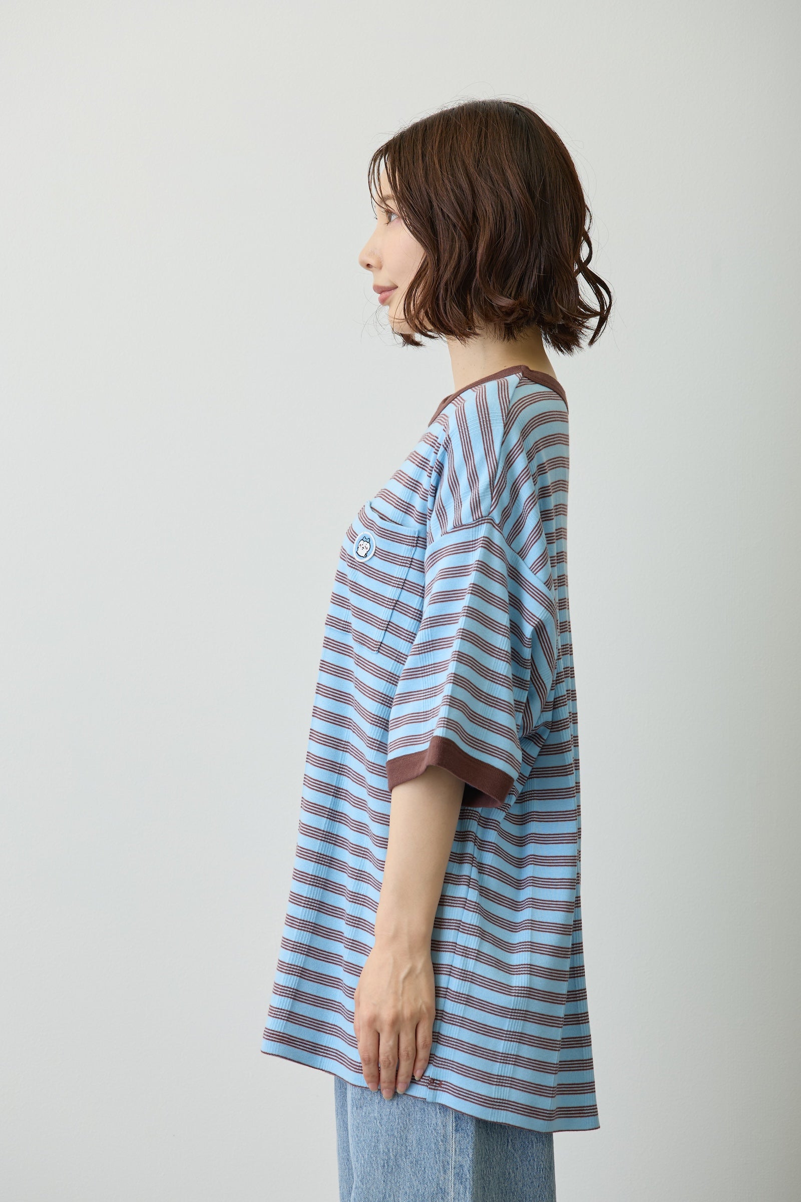 【2BUY10%OFF対象商品】ちいかわ ビッグシルエットポケットTシャツ Robert P.Miller×Talking ハチワレ BLUEBERRY