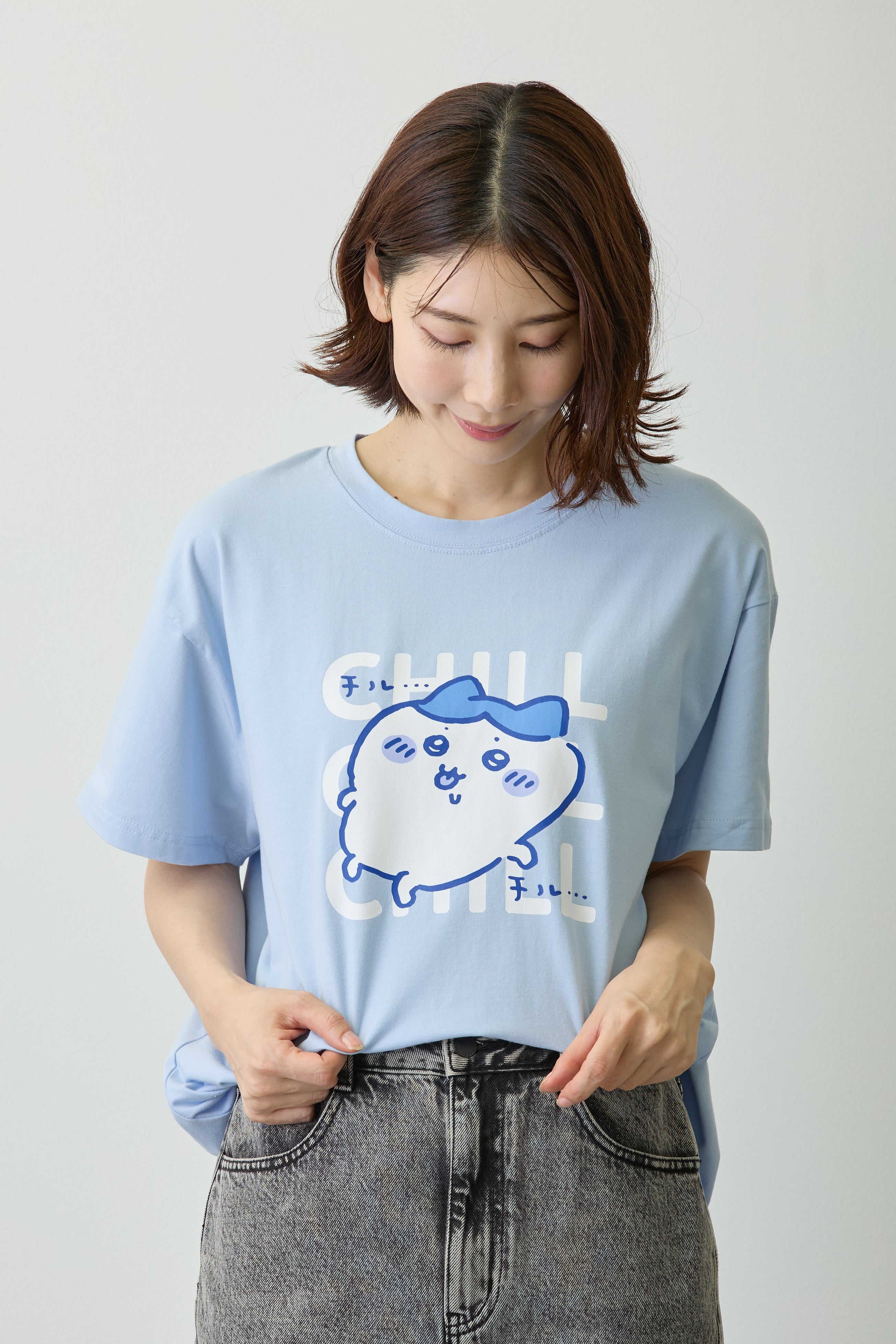 ちいかわ Tシャツ チルチルハチワレ ブルー
