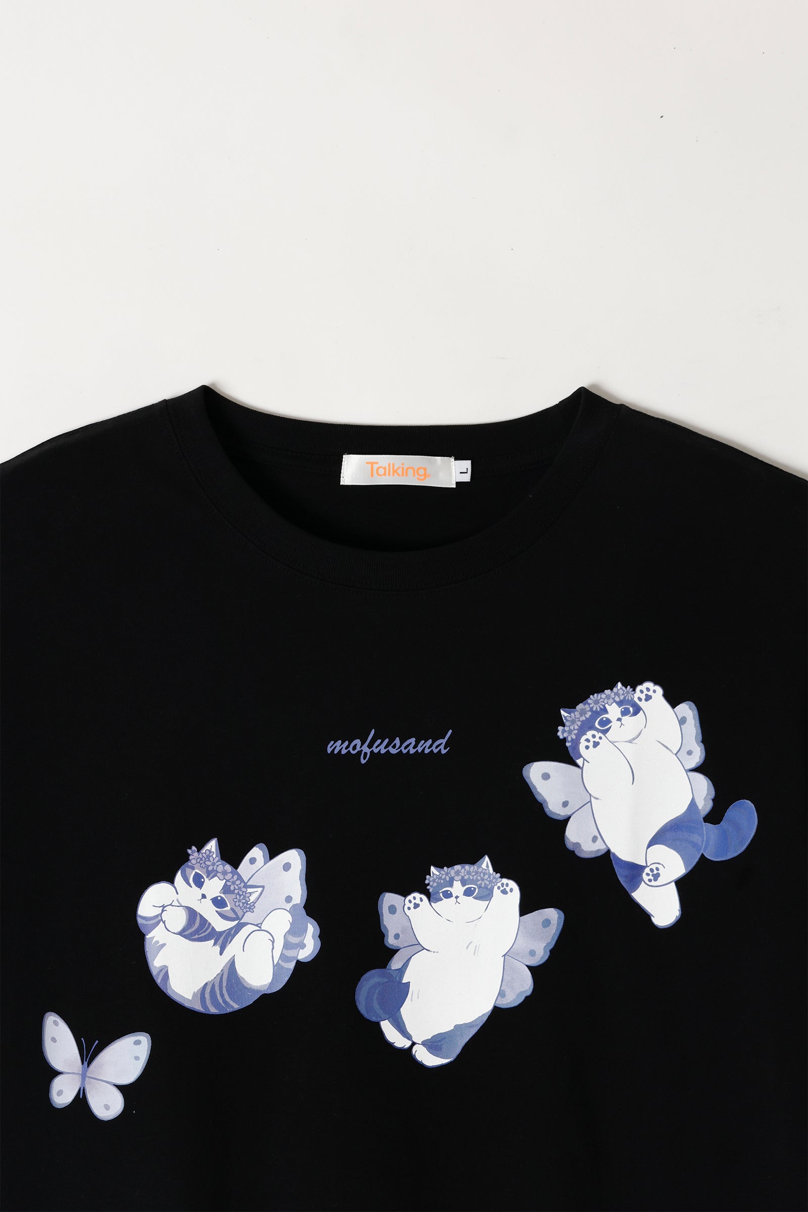 mofusand Tシャツ ちょうちょにゃん いろはねにゃん ブラック