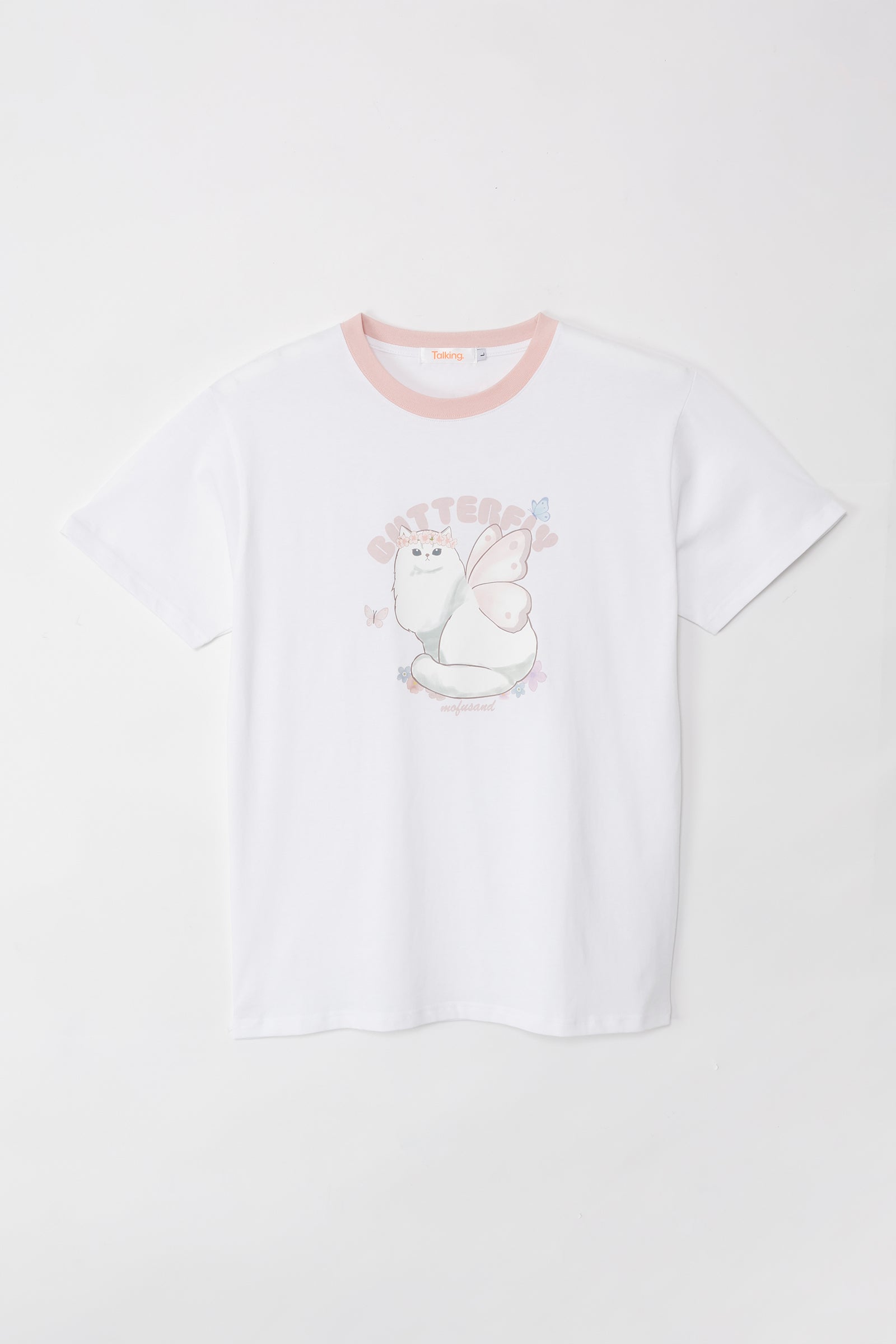 mofusand Tシャツ ちょうちょにゃん ももはねにゃん ホワイト