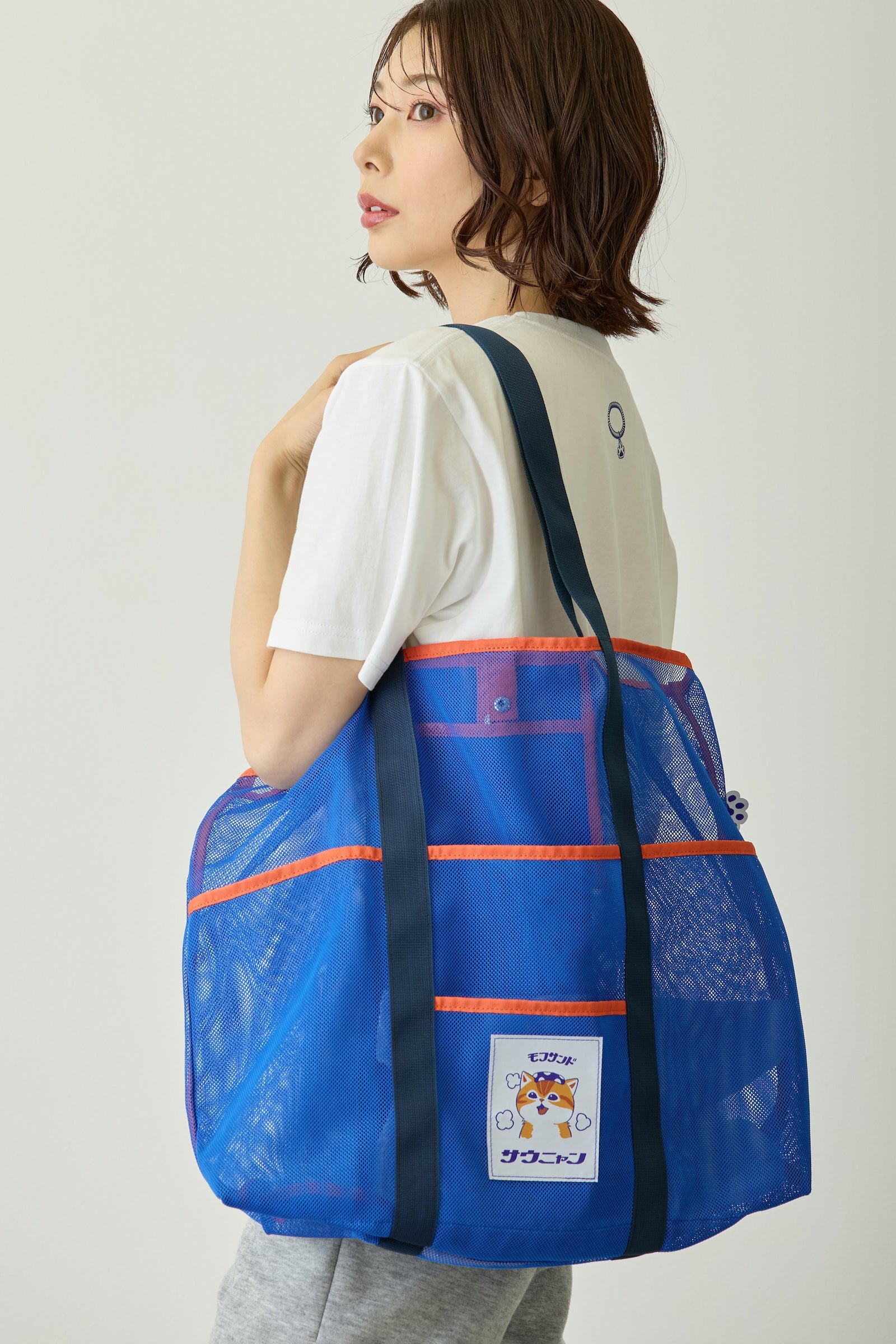 mofusand メッシュバッグ サウニャン ブルー ONE