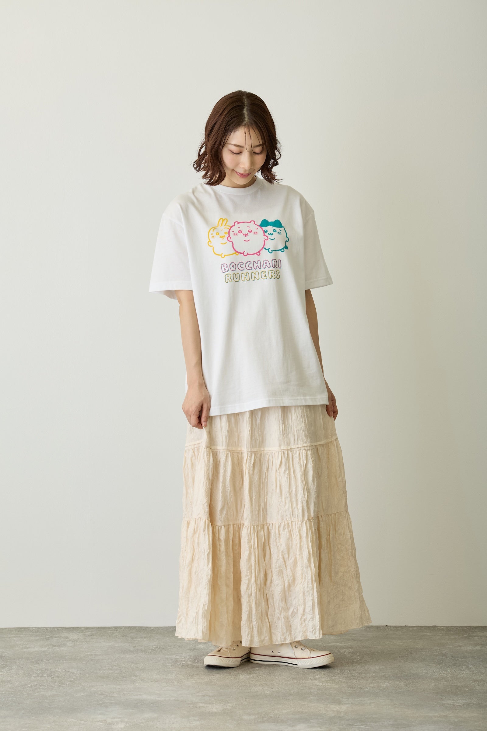 ちいかわ パックTシャツ 味付けのり/ぼっちゃりランナーズ スミ/ホワイト