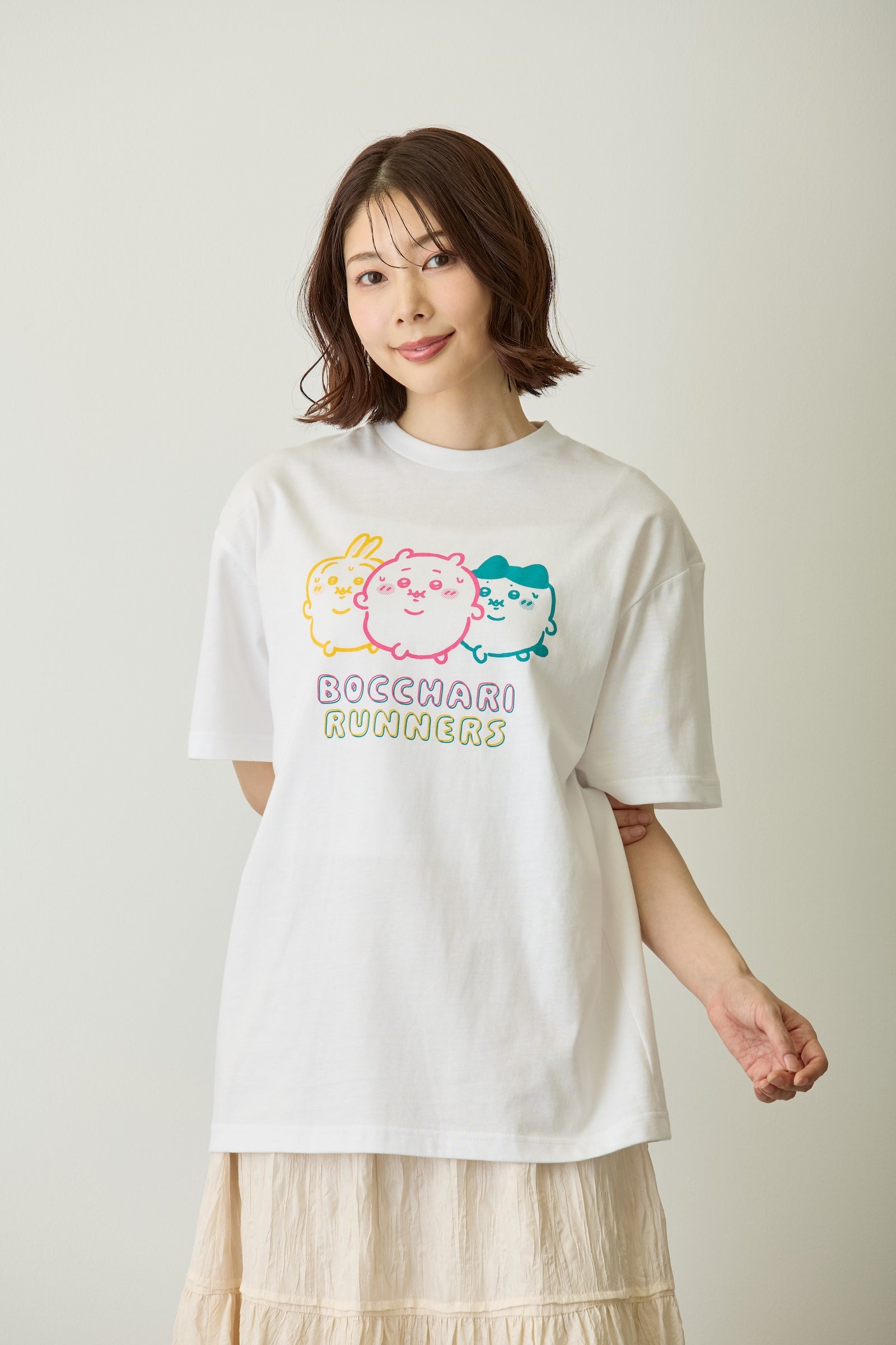 ちいかわ パックTシャツ 味付けのり/ぼっちゃりランナーズ スミ/ホワイト
