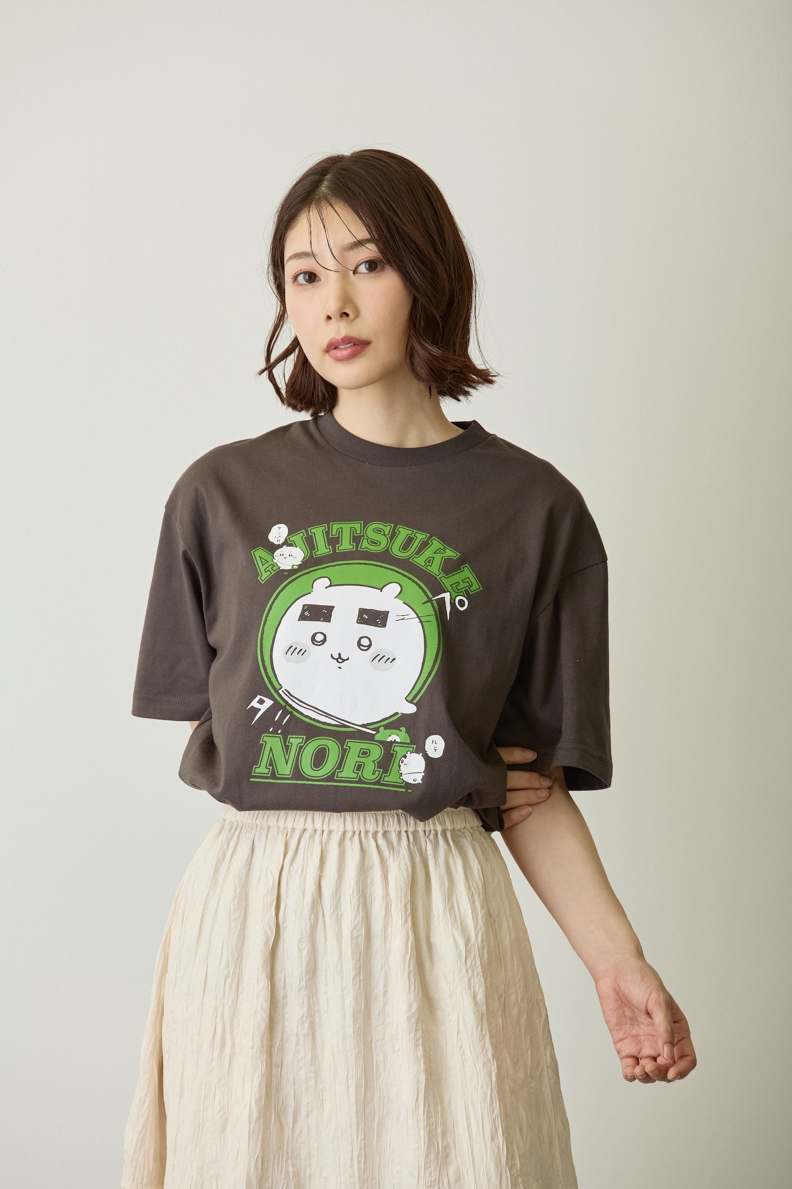 ちいかわ パックTシャツ 味付けのり/ぼっちゃりランナーズ スミ/ホワイト