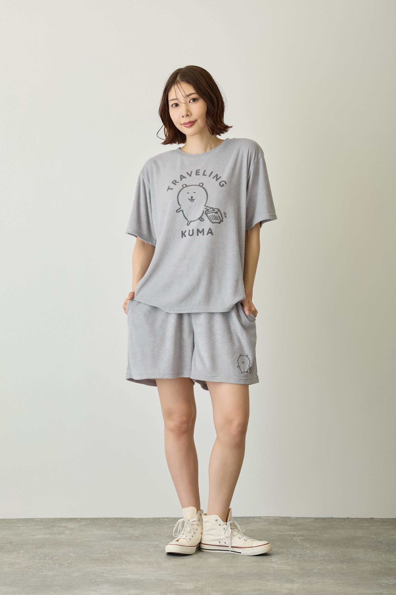 ナガノキャラクターズ ルームウェアセットアップ トラベル グレー
