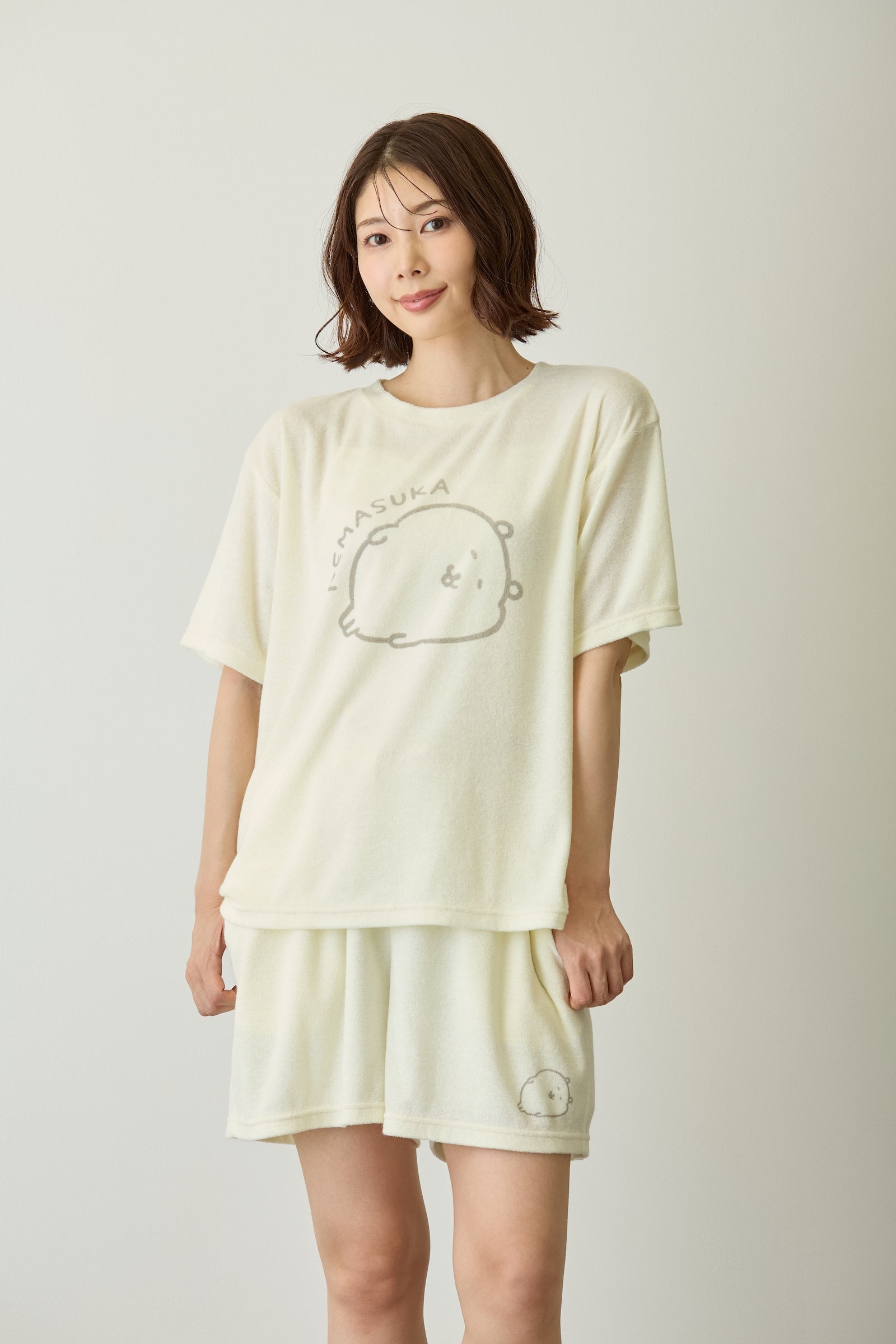 ナガノキャラクターズ ルームウェアセットアップ ねますか アイボリー