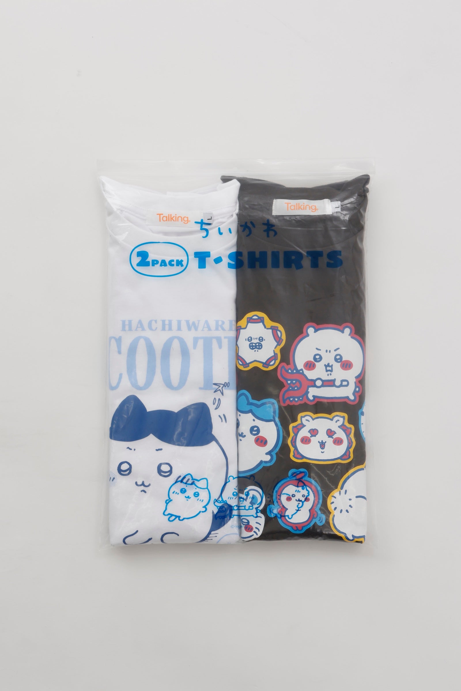 ちいかわ パックTシャツ おしりズリズリ/ステッカー ホワイト/スミ