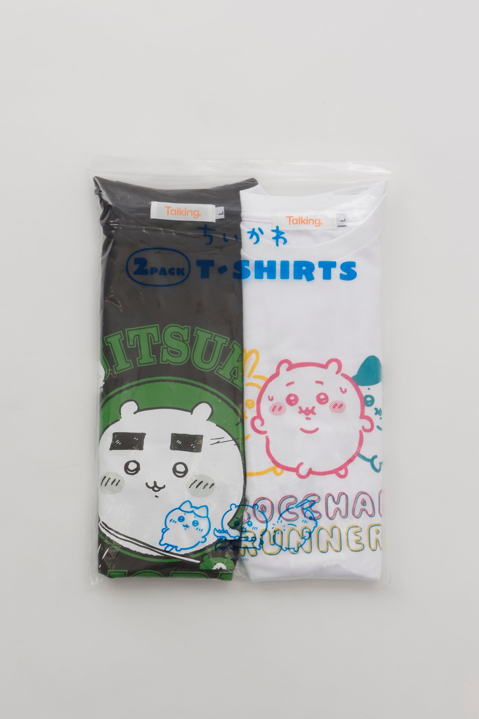 ちいかわ パックTシャツ 味付けのり/ぼっちゃりランナーズ スミ/ホワイト