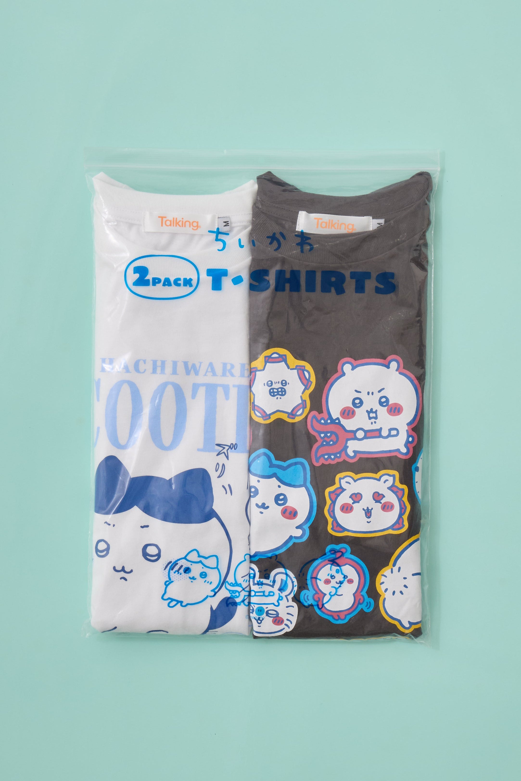 ちいかわ パックTシャツ おしりズリズリ/ステッカー ホワイト/スミ