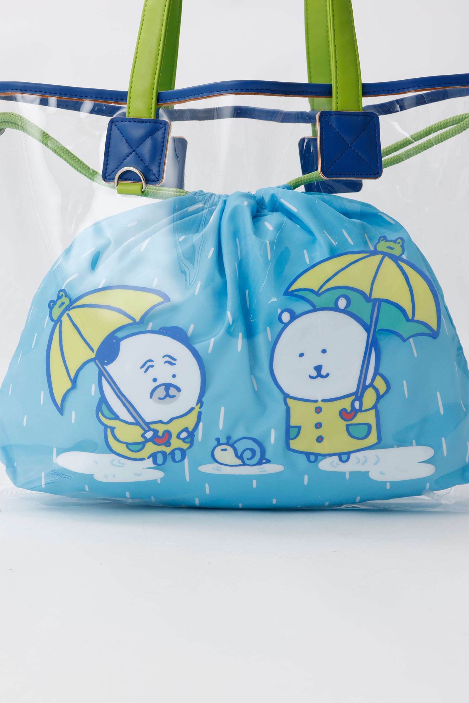 ナガノキャラクターズ クリアトートバッグ 雨だね ブルー ONE