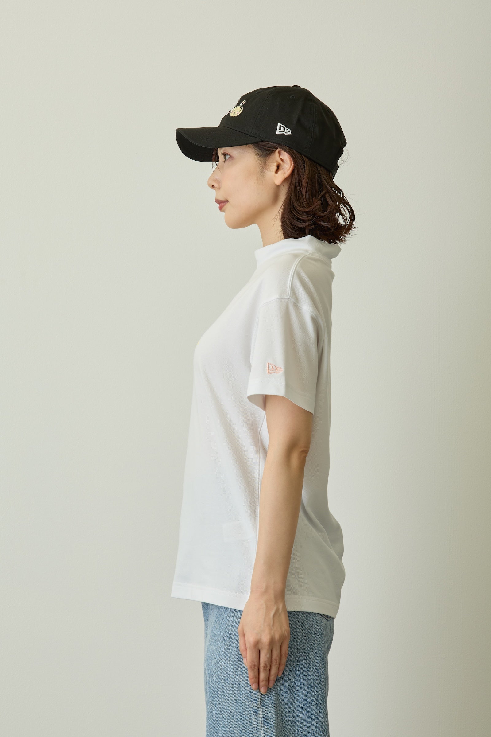 Women's 半袖 ミッドネック Tシャツ 鹿の子 ちいかわ / ちいかわ・ハチワレ・うさぎ ホワイト | ゴルフ