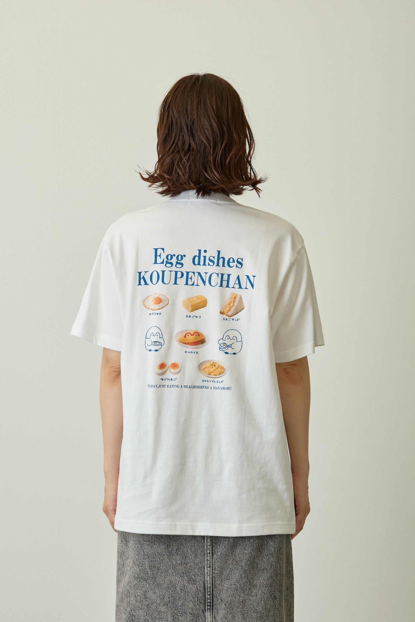 コウペンちゃん Tシャツ Egg dishes ホワイト
